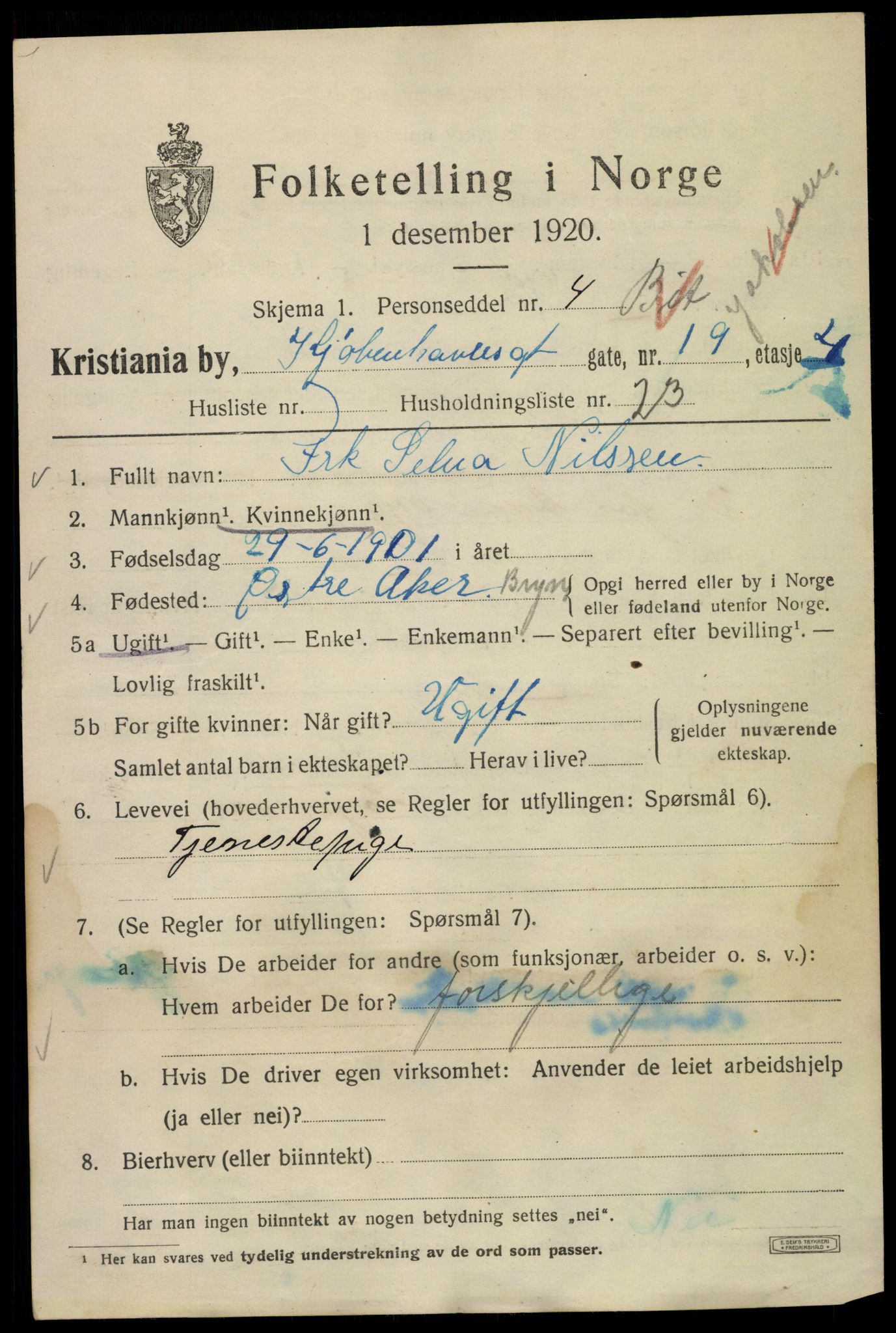 SAO, 1920 census for Kristiania, 1920, p. 342153