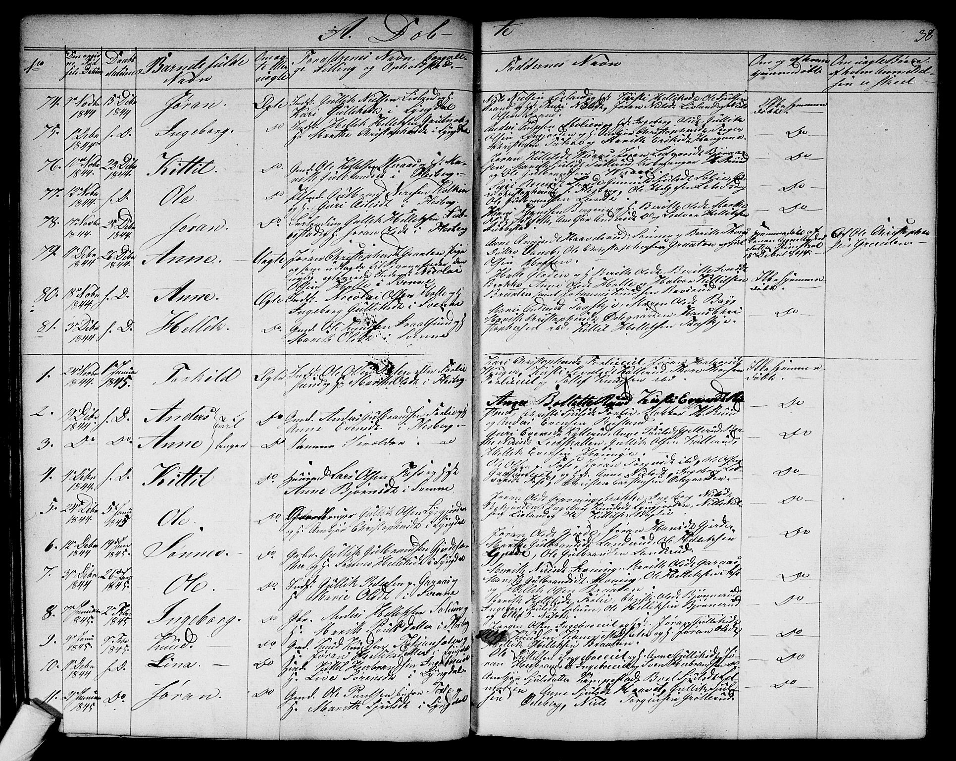 Flesberg kirkebøker, SAKO/A-18/G/Ga/L0002: Parish register (copy) no. I 2, 1834-1860, p. 38