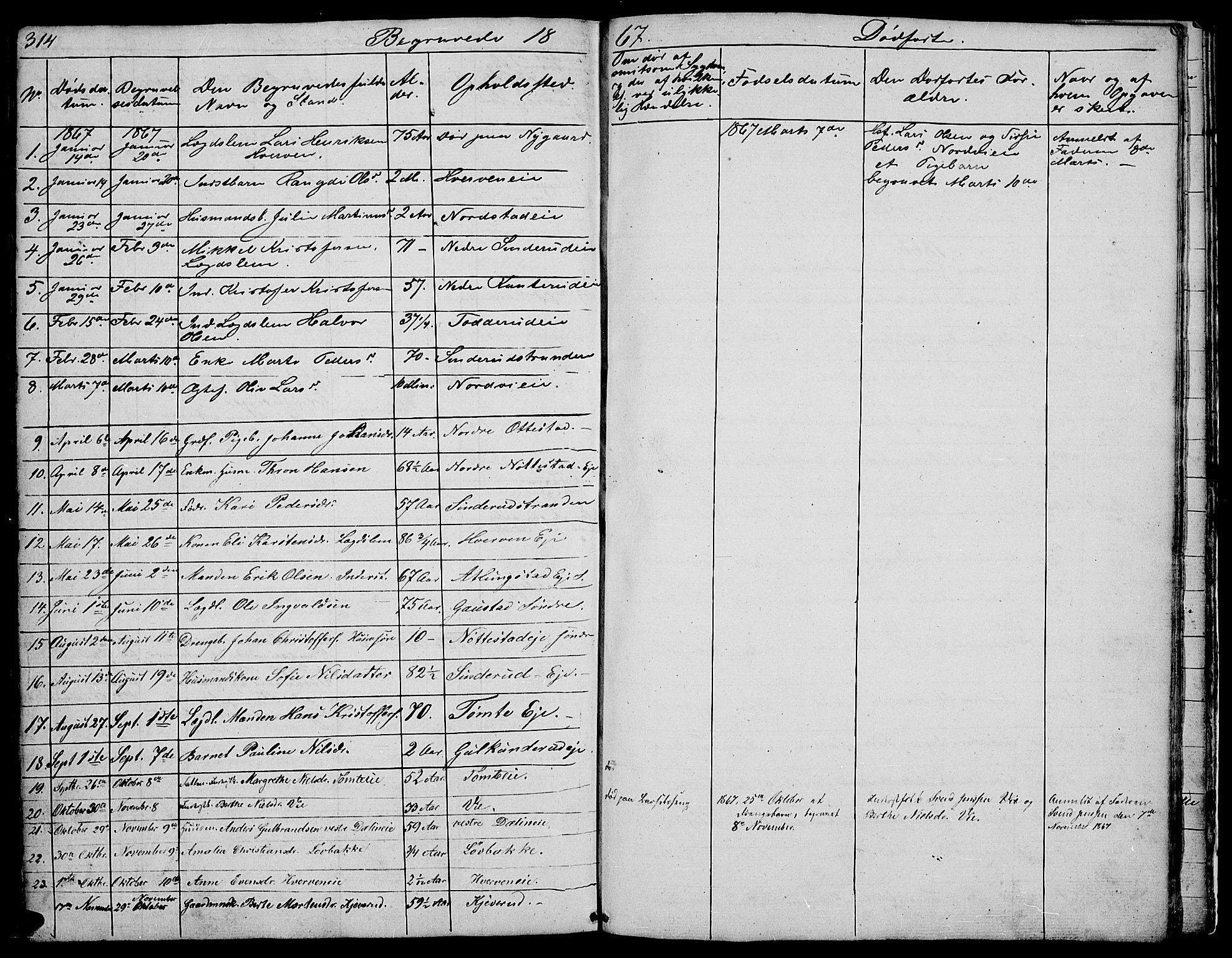 Stange prestekontor, SAH/PREST-002/L/L0002: Parish register (copy) no. 2, 1838-1879, p. 314