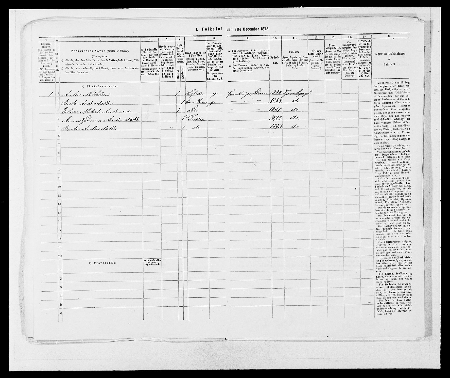 SAB, 1875 census for 1223P Tysnes, 1875, p. 757