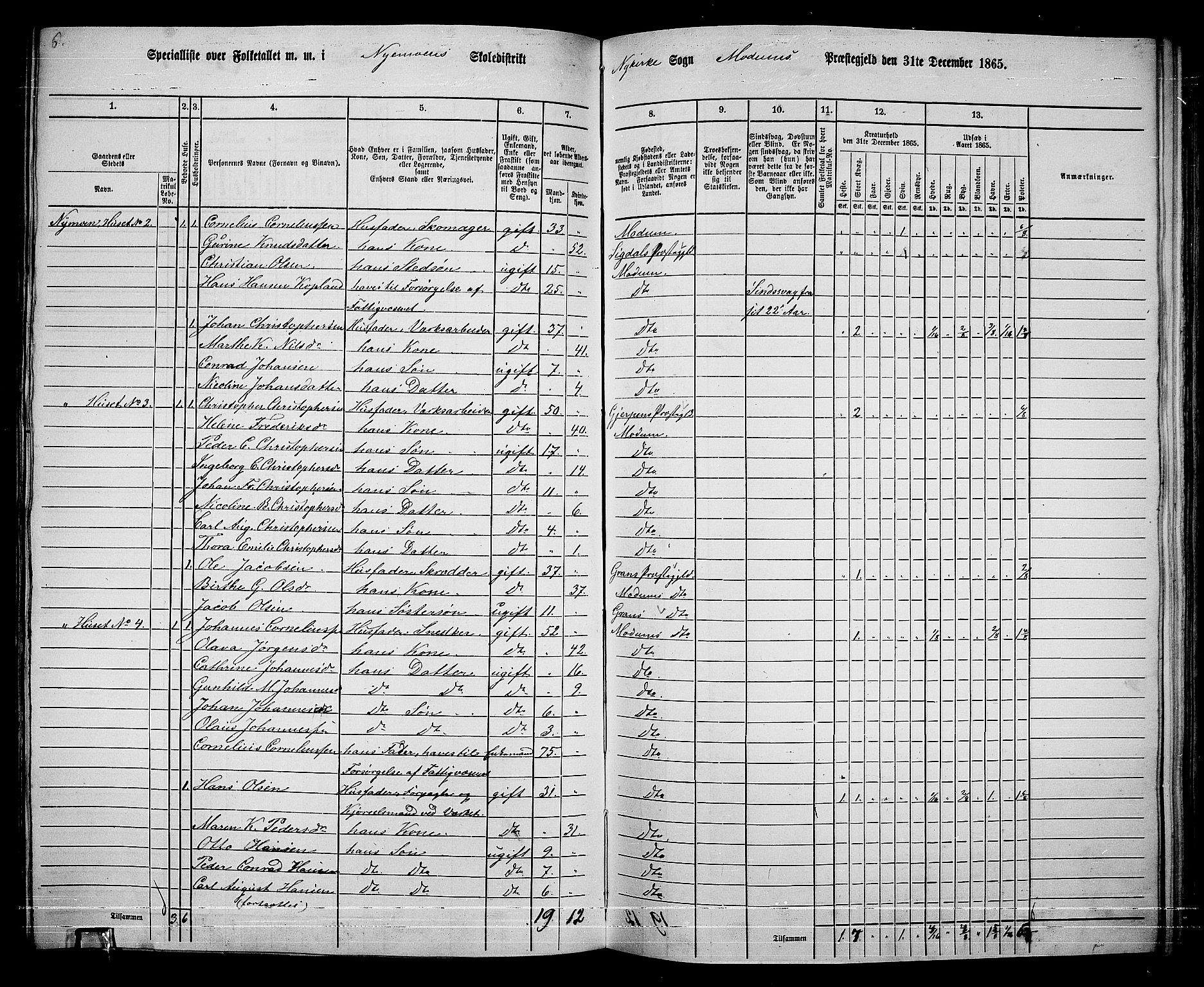 RA, 1865 census for Modum, 1865, p. 231