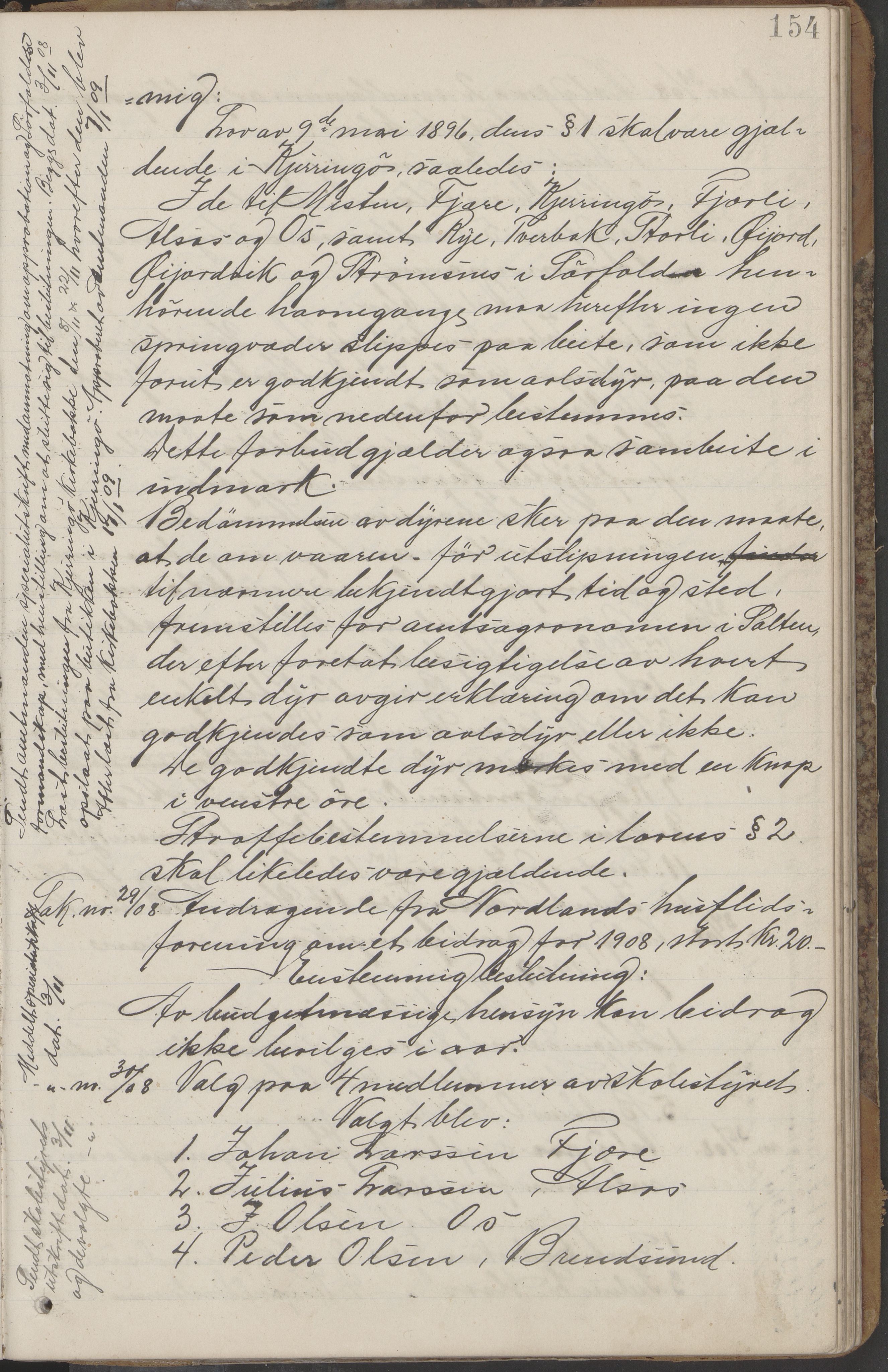 Kjerringøy kommune. Formannskapet, AIN/K-18441.150/A/Aa/L0002: Forhandlingsprotokoll Norfolden- Kjerringø formanskap, 1900-1911