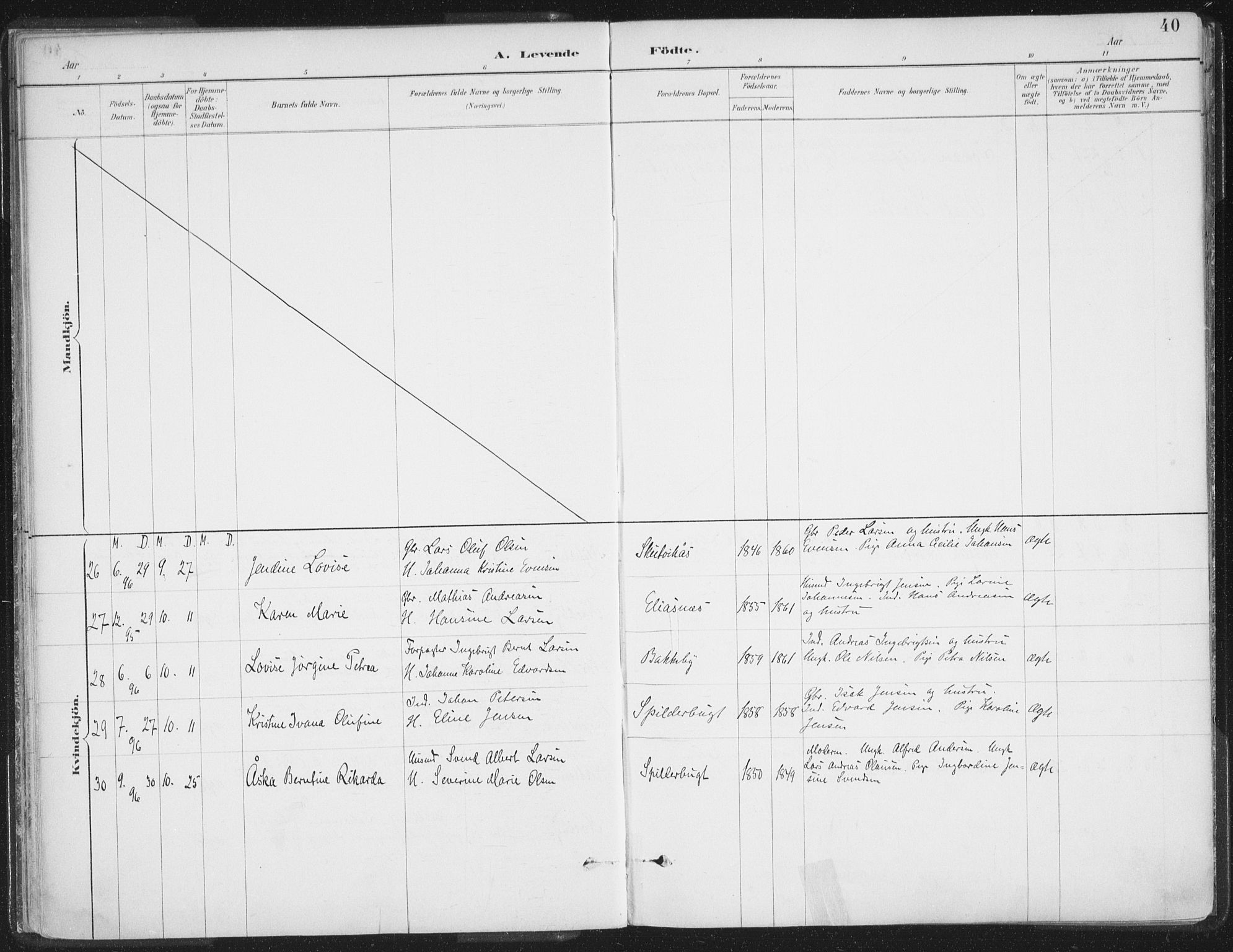 Balsfjord sokneprestembete, SATØ/S-1303/G/Ga/L0007kirke: Parish register (official) no. 7, 1887-1909, p. 40
