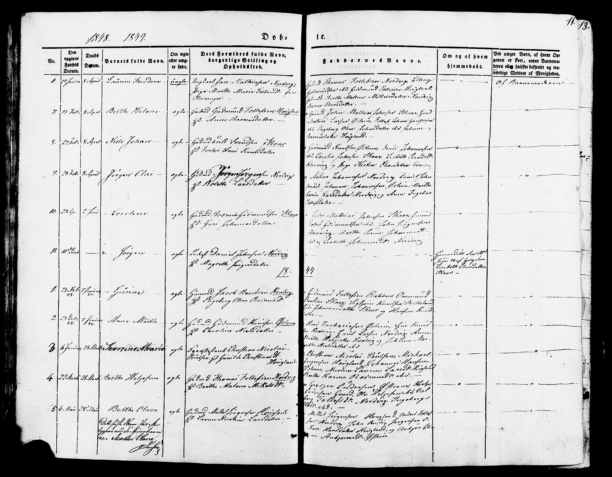 Torvastad sokneprestkontor, AV/SAST-A -101857/H/Ha/Haa/L0007: Parish register (official) no. A 7, 1838-1882, p. 11