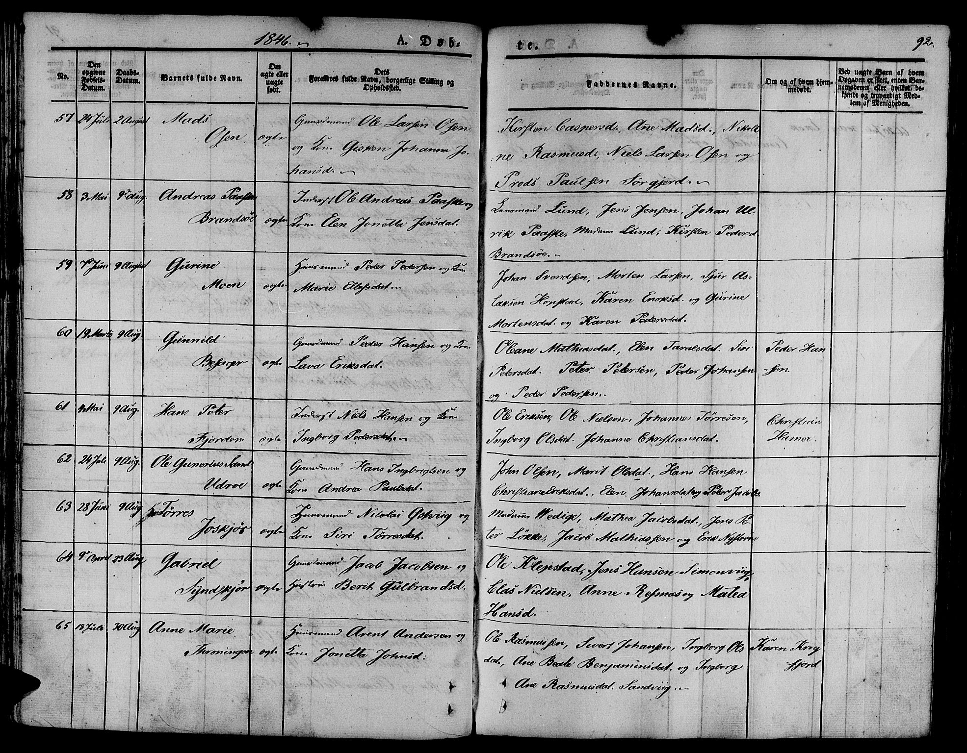 Ministerialprotokoller, klokkerbøker og fødselsregistre - Sør-Trøndelag, AV/SAT-A-1456/657/L0703: Parish register (official) no. 657A04, 1831-1846, p. 92