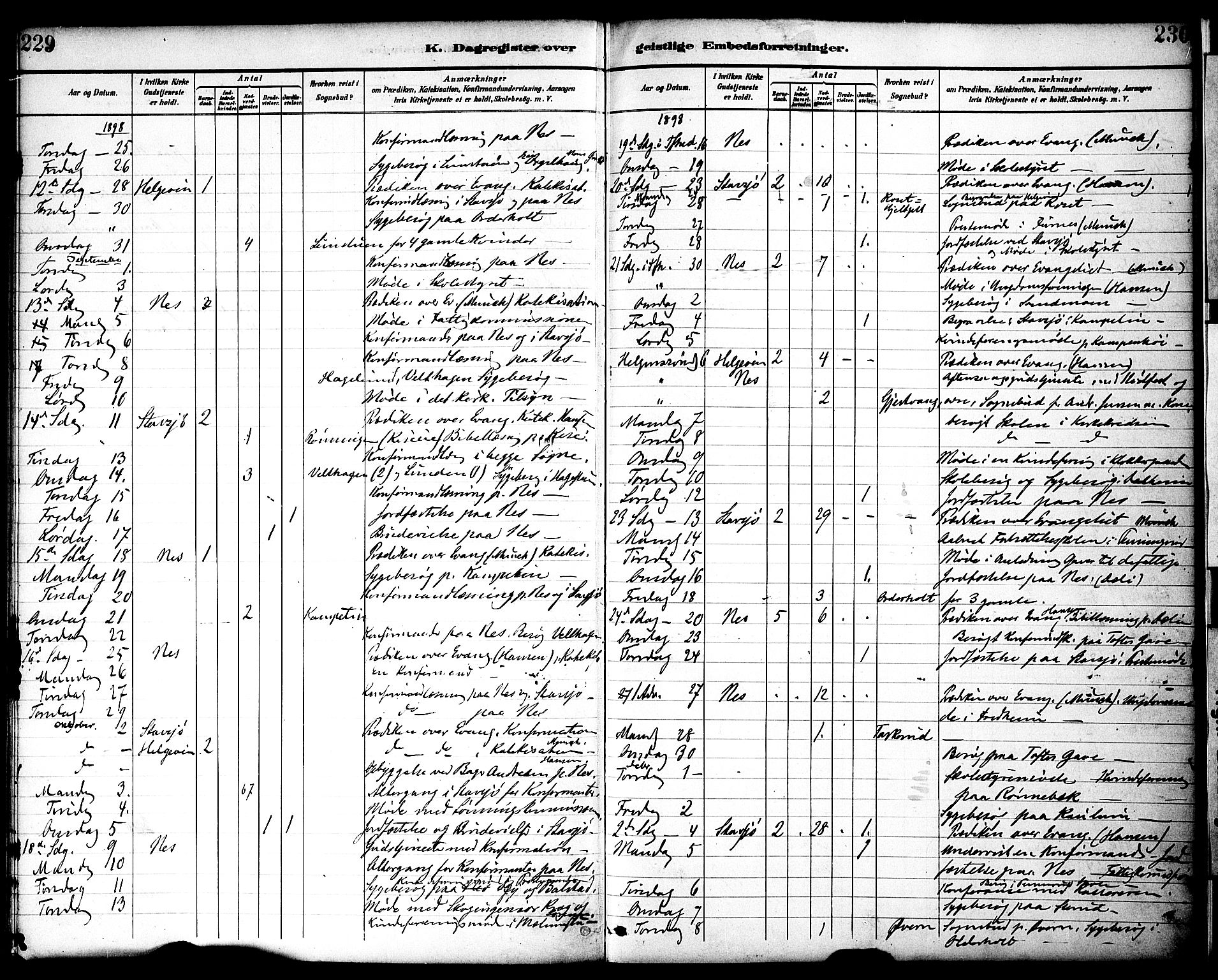 Nes prestekontor, Hedmark, AV/SAH-PREST-020/K/Ka/L0010: Parish register (official) no. 10, 1887-1905, p. 229-230