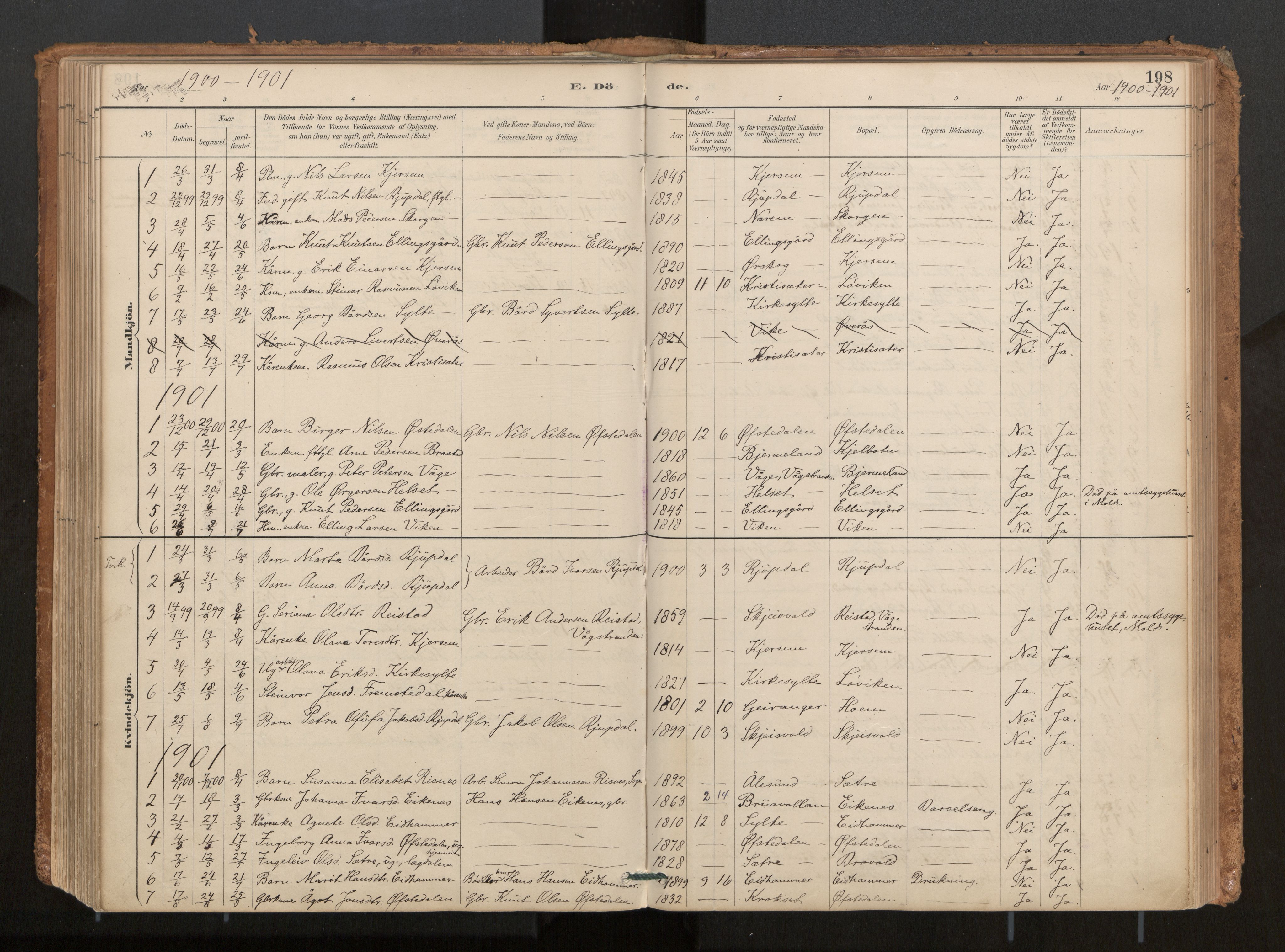 Ministerialprotokoller, klokkerbøker og fødselsregistre - Møre og Romsdal, AV/SAT-A-1454/541/L0545a: Parish register (official) no. 541A03, 1887-1912, p. 198