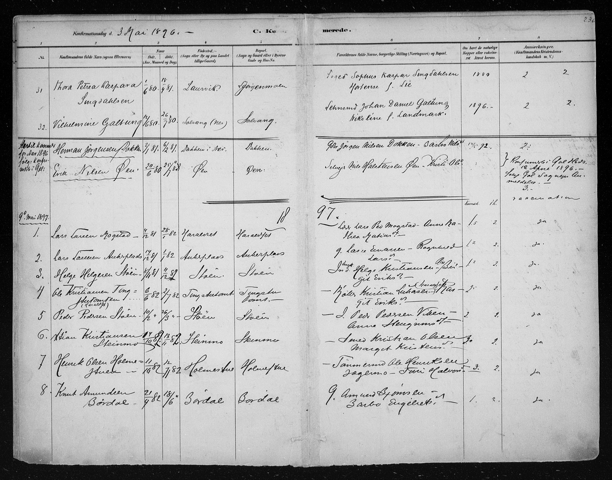 Nes kirkebøker, SAKO/A-236/F/Fa/L0011: Parish register (official) no. 11, 1881-1912, p. 236