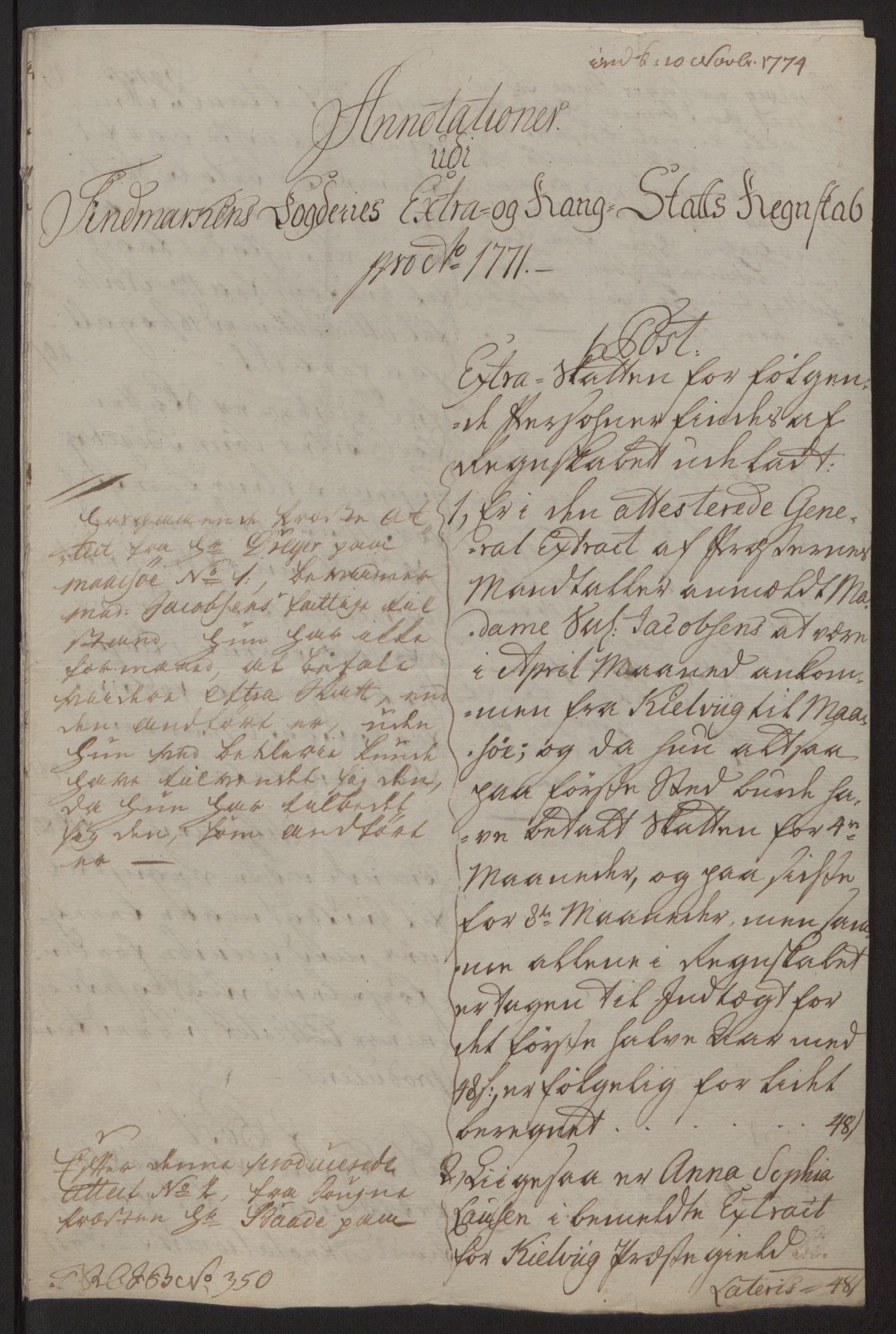 Rentekammeret inntil 1814, Reviderte regnskaper, Fogderegnskap, RA/EA-4092/R69/L4910: Ekstraskatten  Finnmark/Vardøhus, 1762-1772, p. 473