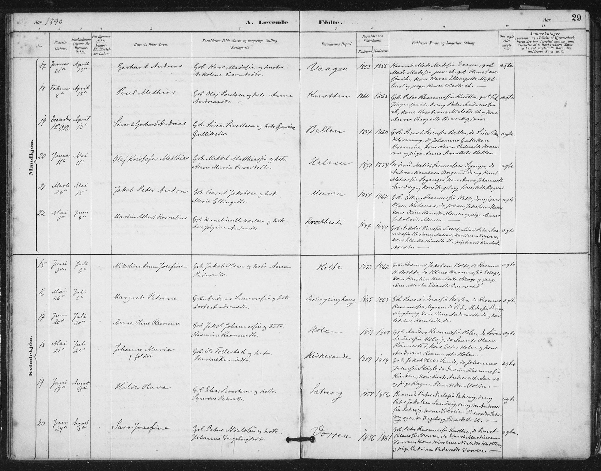 Ministerialprotokoller, klokkerbøker og fødselsregistre - Møre og Romsdal, SAT/A-1454/503/L0037: Parish register (official) no. 503A05, 1884-1900, p. 29