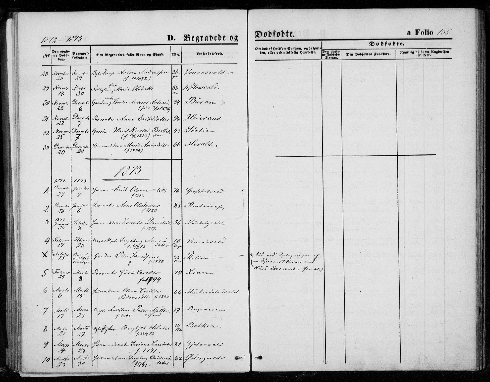 Ministerialprotokoller, klokkerbøker og fødselsregistre - Nord-Trøndelag, AV/SAT-A-1458/721/L0206: Parish register (official) no. 721A01, 1864-1874, p. 135