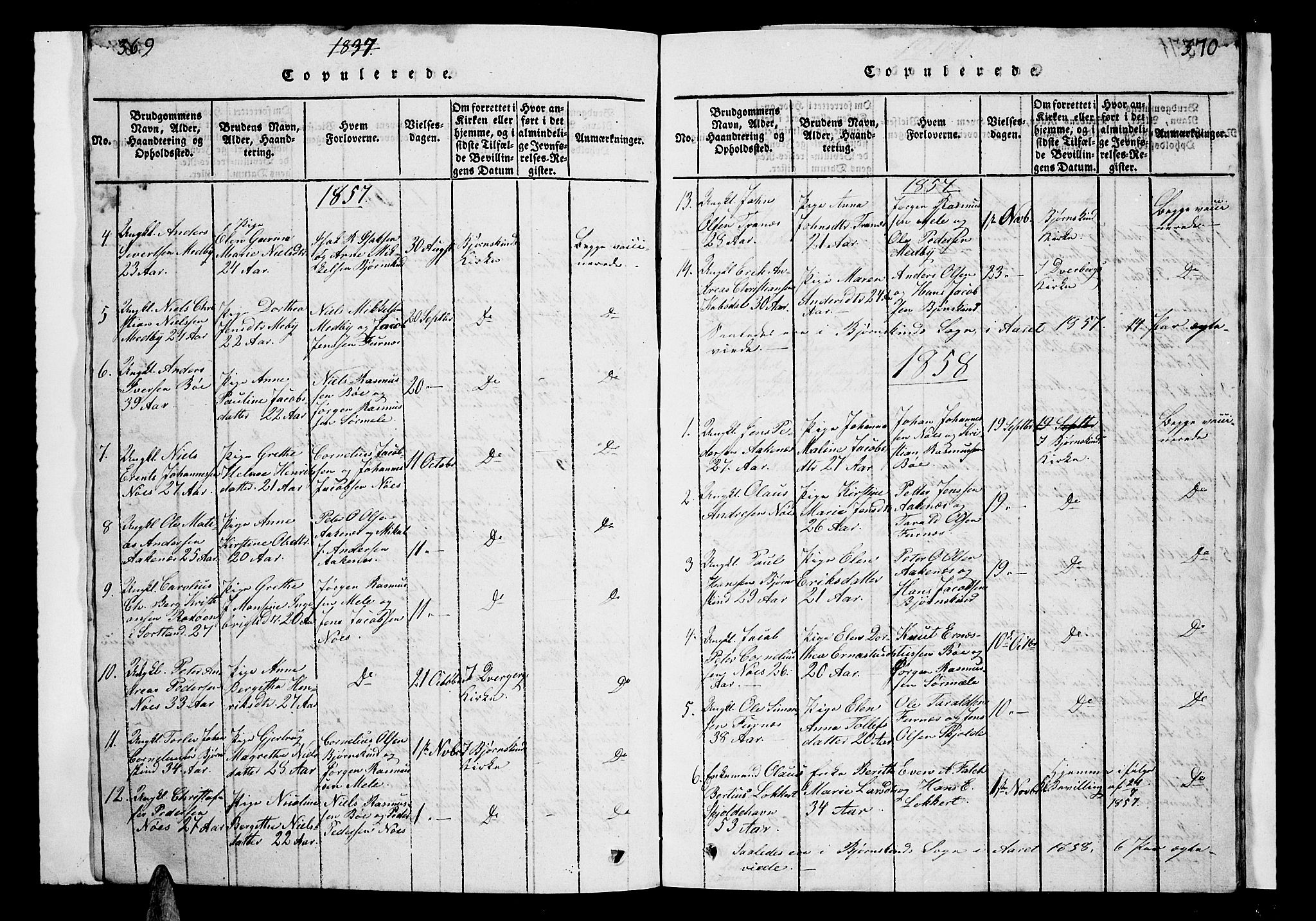 Ministerialprotokoller, klokkerbøker og fødselsregistre - Nordland, SAT/A-1459/899/L1446: Parish register (copy) no. 899C01, 1820-1868, p. 369-370