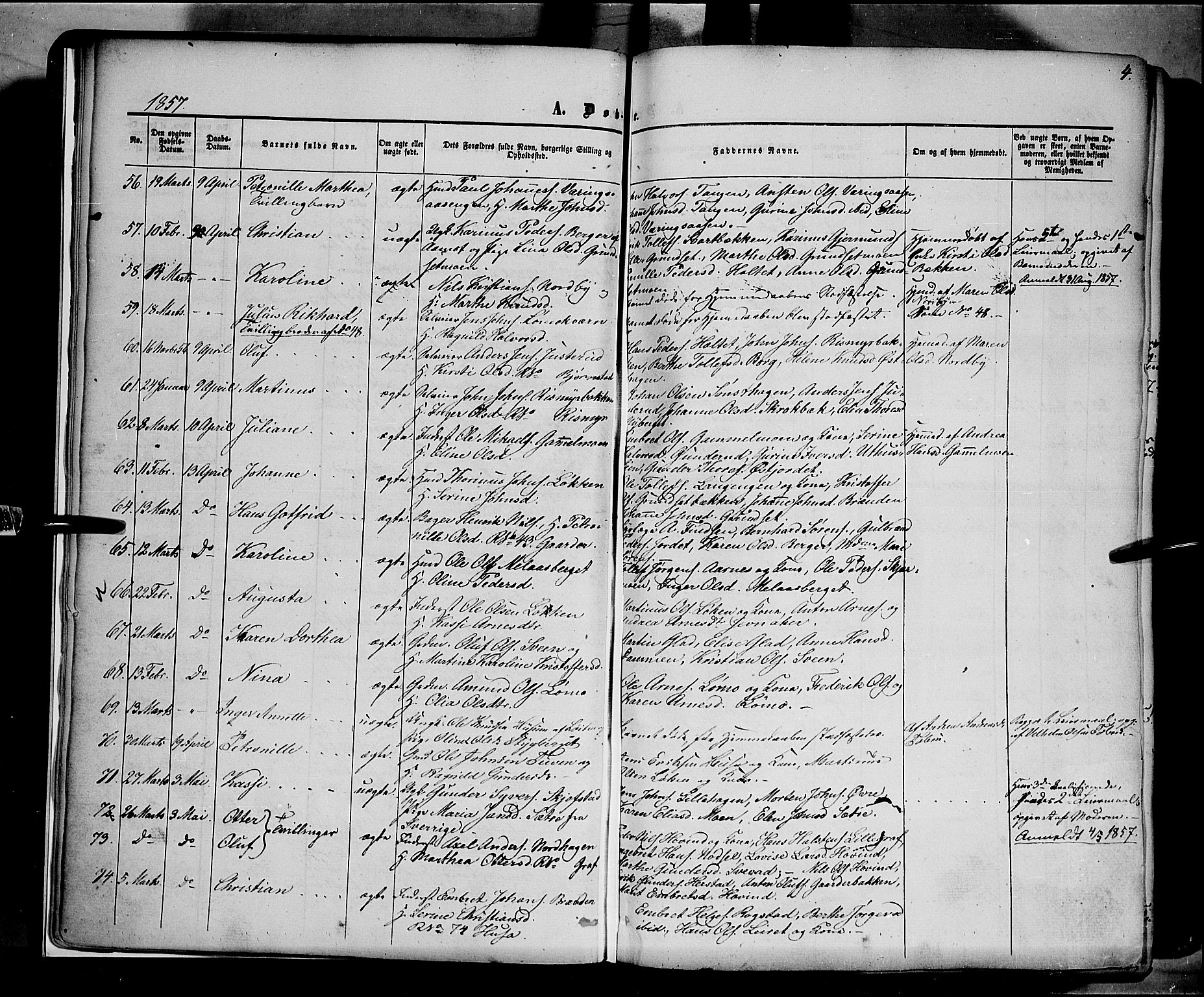 Elverum prestekontor, AV/SAH-PREST-044/H/Ha/Haa/L0010: Parish register (official) no. 10, 1857-1868, p. 4