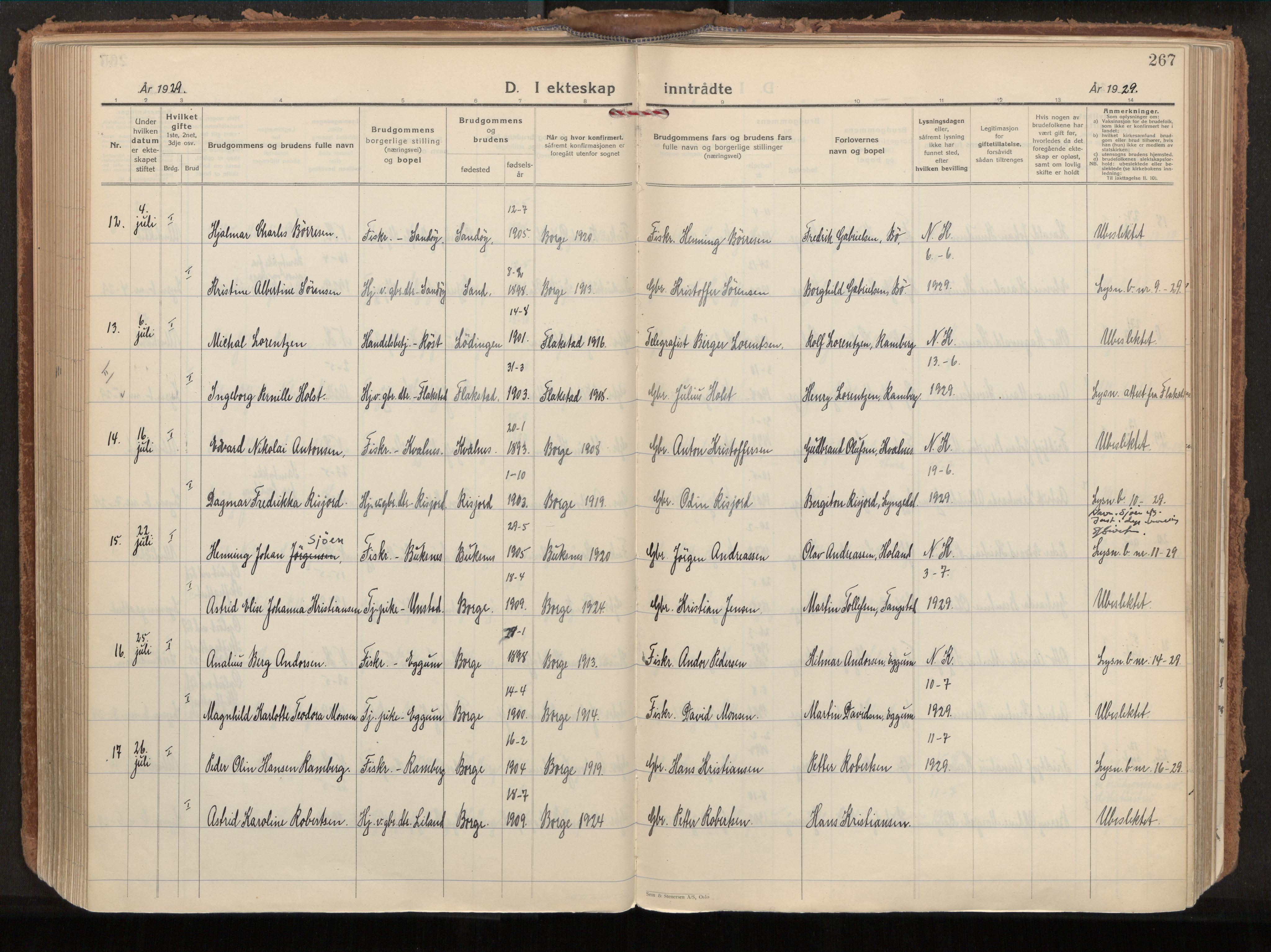 Ministerialprotokoller, klokkerbøker og fødselsregistre - Nordland, AV/SAT-A-1459/880/L1137: Parish register (official) no. 880A11, 1927-1944, p. 267