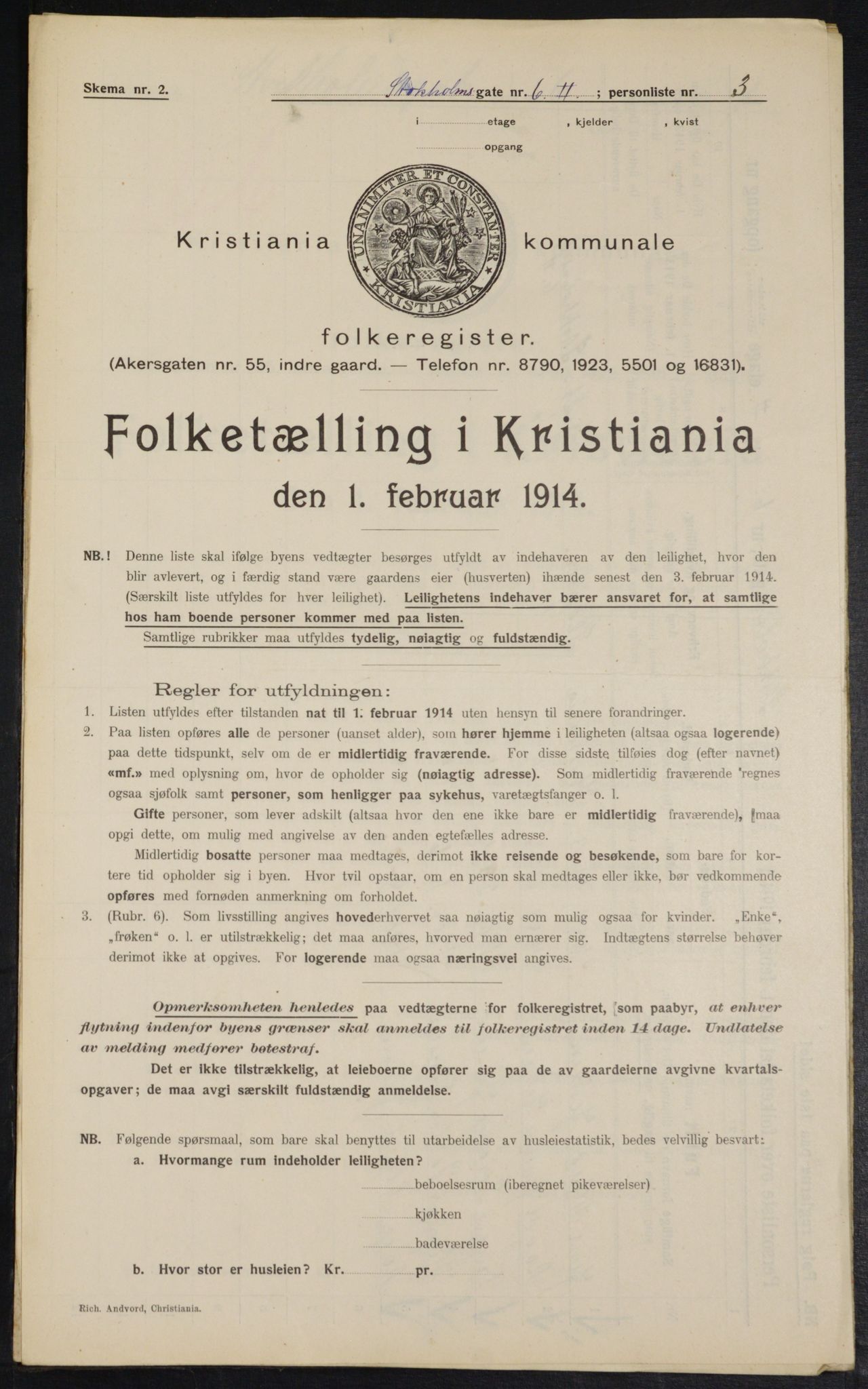 OBA, Municipal Census 1914 for Kristiania, 1914, p. 103052