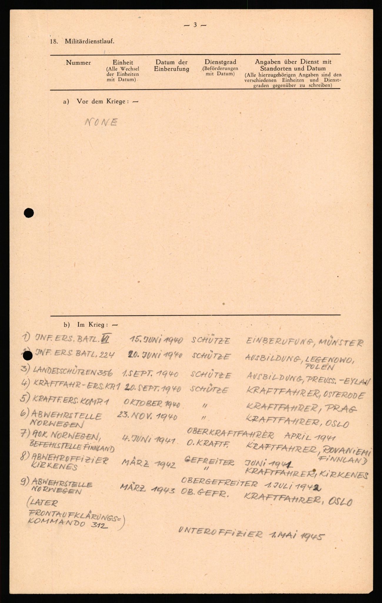 Forsvaret, Forsvarets overkommando II, RA/RAFA-3915/D/Db/L0031: CI Questionaires. Tyske okkupasjonsstyrker i Norge. Tyskere., 1945-1946, p. 247