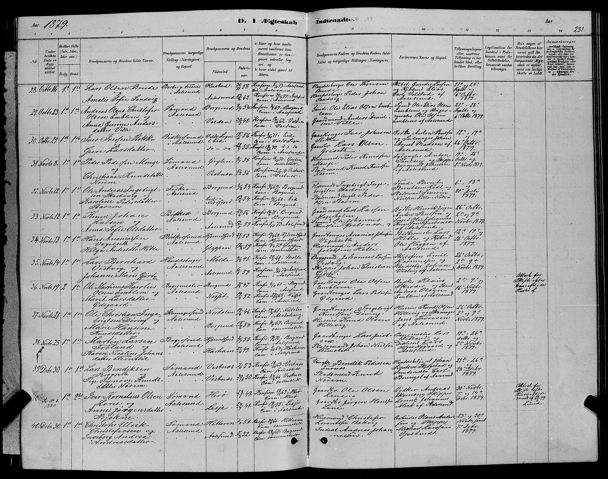 Ministerialprotokoller, klokkerbøker og fødselsregistre - Møre og Romsdal, AV/SAT-A-1454/529/L0466: Parish register (copy) no. 529C03, 1878-1888, p. 231