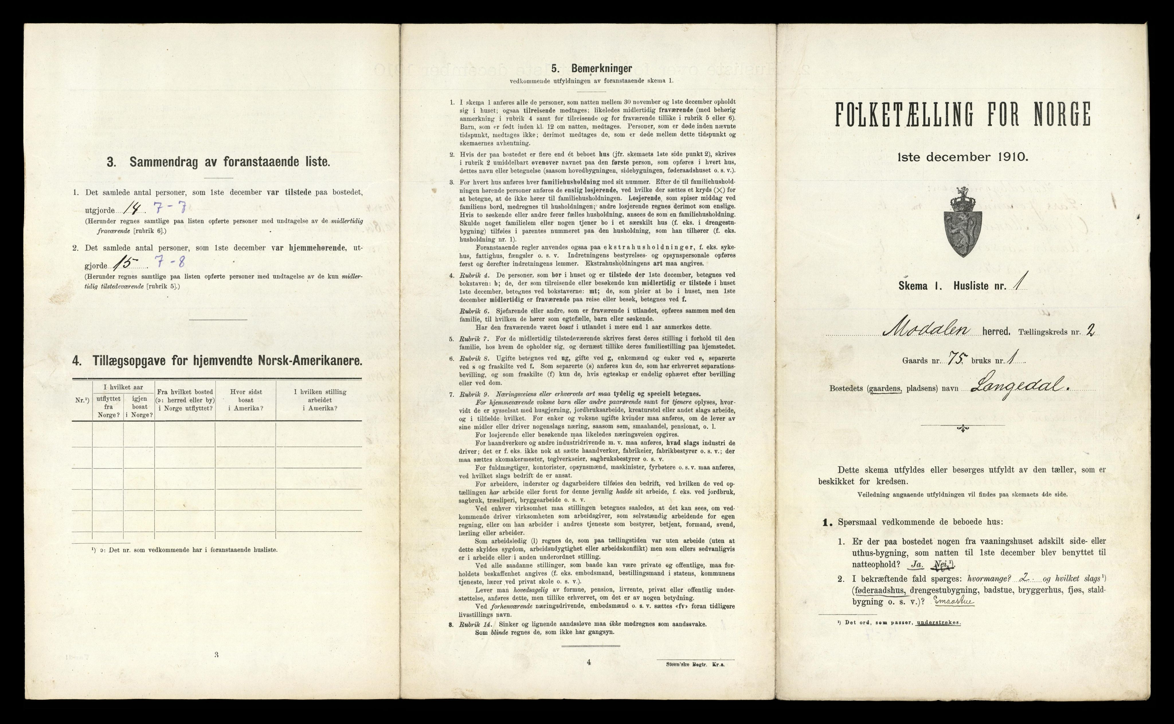 RA, 1910 census for Modalen, 1910, p. 57