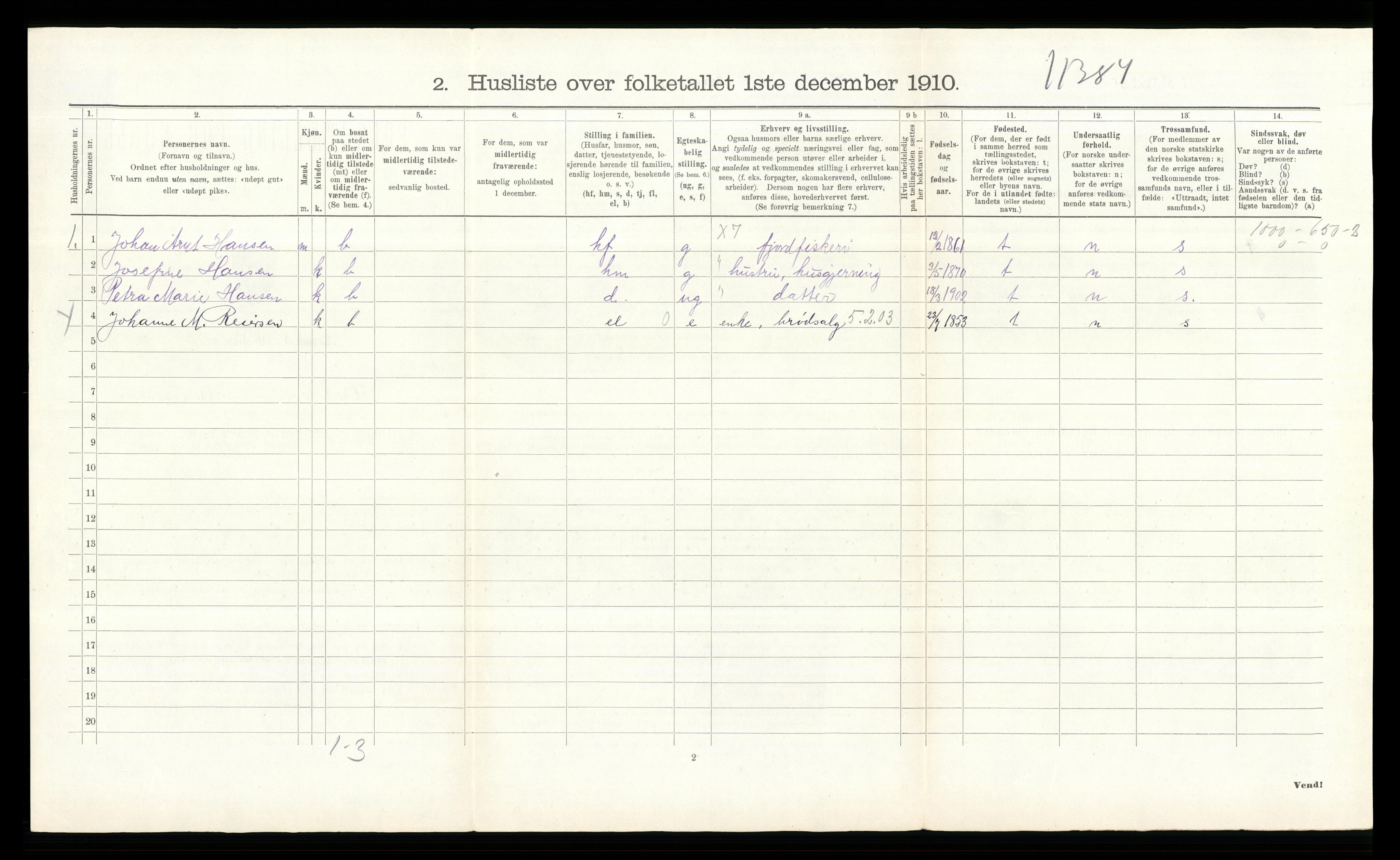 RA, 1910 census for Hurum, 1910, p. 1285