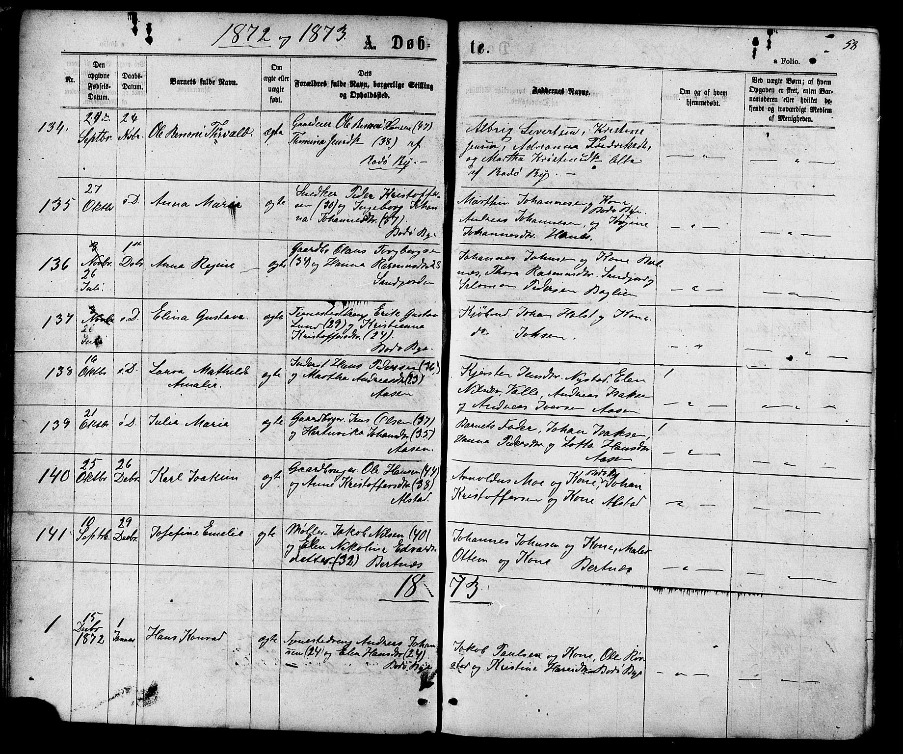 Ministerialprotokoller, klokkerbøker og fødselsregistre - Nordland, SAT/A-1459/801/L0029: Parish register (copy) no. 801C04, 1868-1878, p. 58