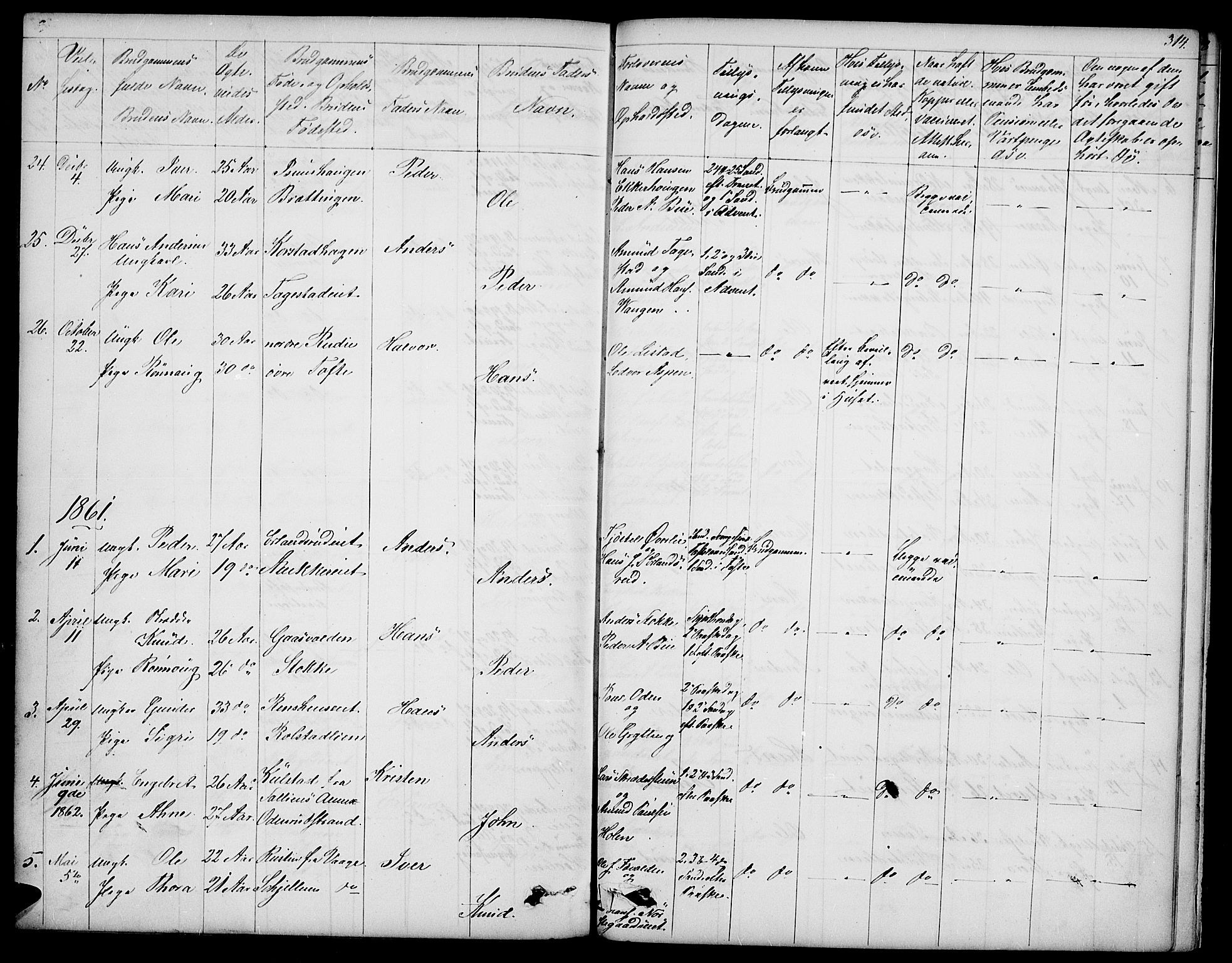 Sør-Fron prestekontor, SAH/PREST-010/H/Ha/Hab/L0001: Parish register (copy) no. 1, 1844-1863, p. 314