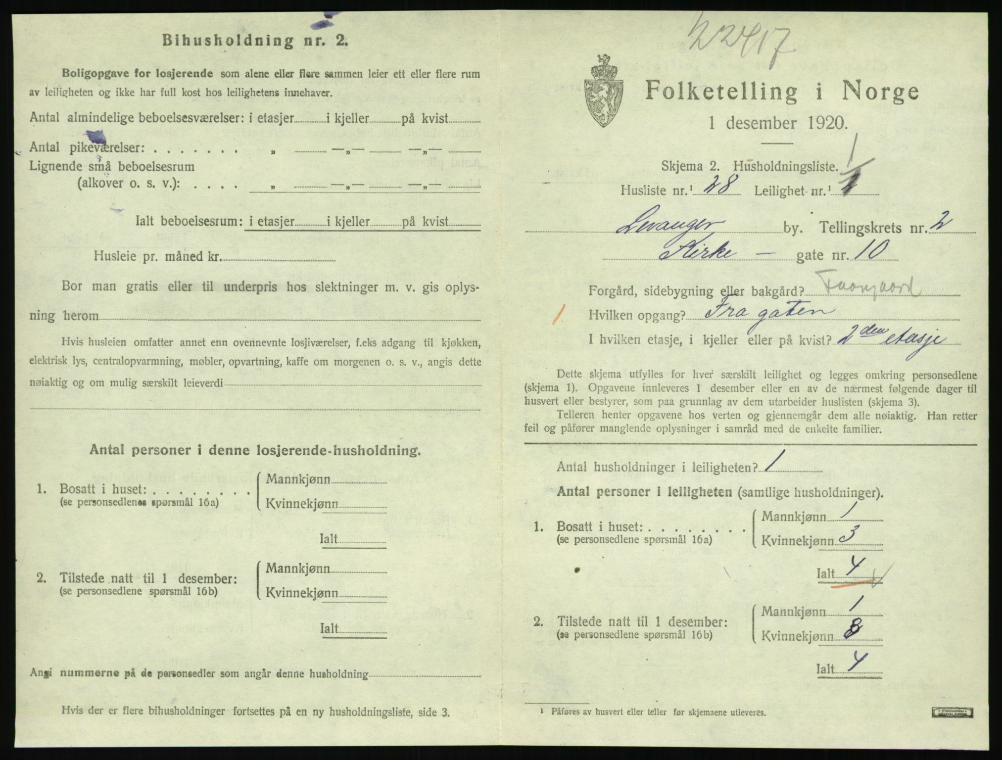 SAT, 1920 census for Levanger town, 1920, p. 918