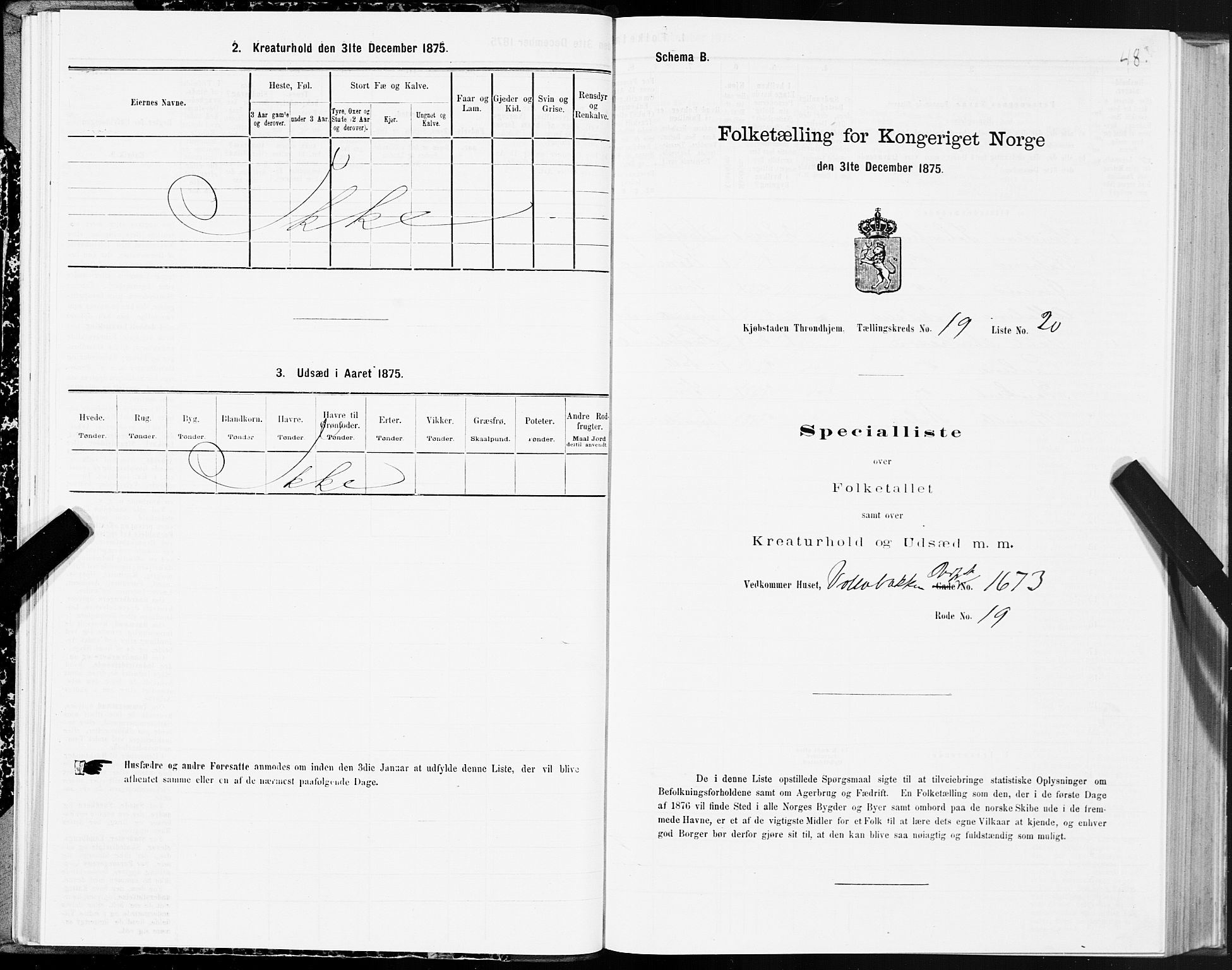 SAT, 1875 census for 1601 Trondheim, 1875, p. 10048