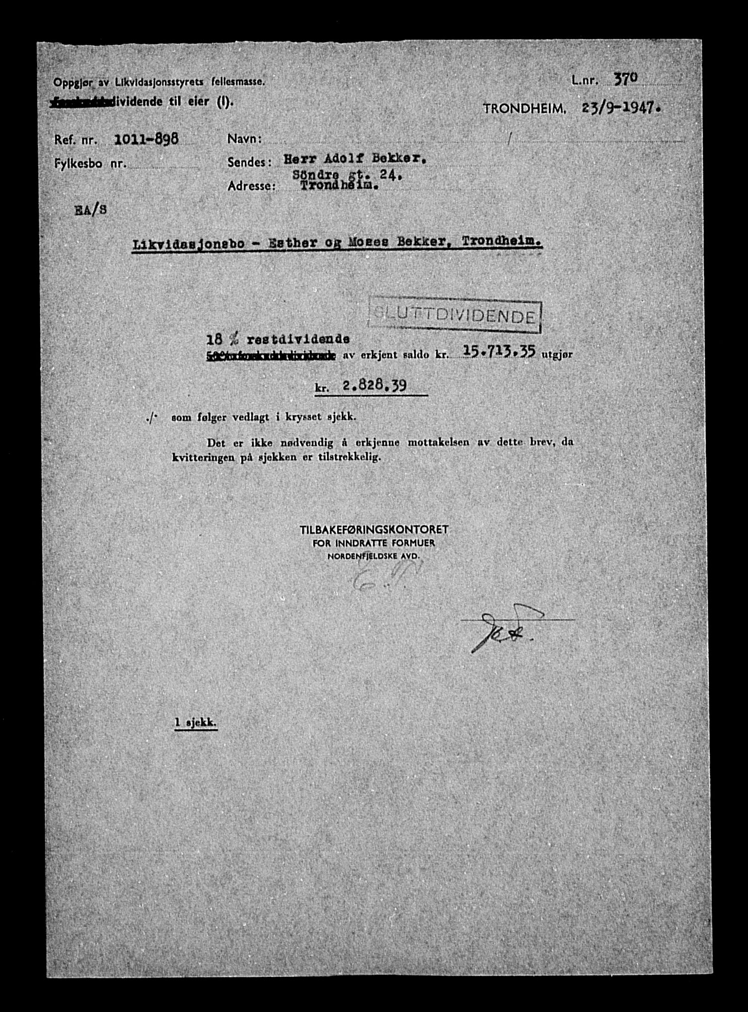 Justisdepartementet, Tilbakeføringskontoret for inndratte formuer, AV/RA-S-1564/H/Hc/Hca/L0892: --, 1945-1947, p. 312