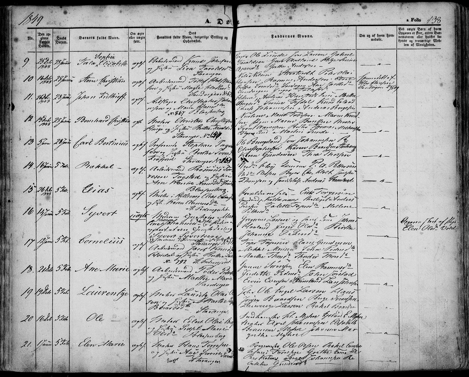 Domkirken sokneprestkontor, SAST/A-101812/001/30/30BA/L0016: Parish register (official) no. A 15, 1844-1854, p. 138