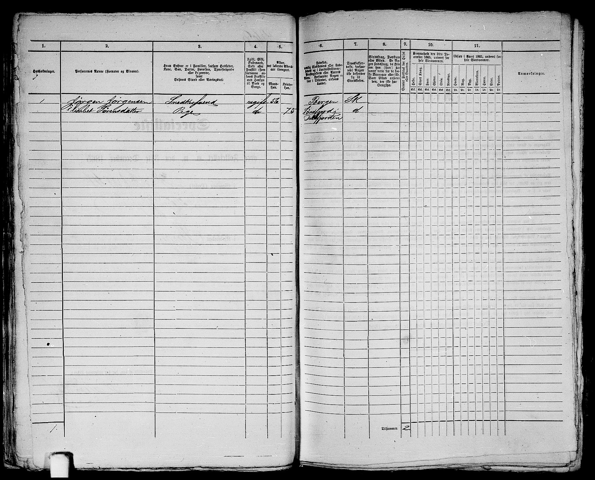 RA, 1865 census for Bergen, 1865, p. 588