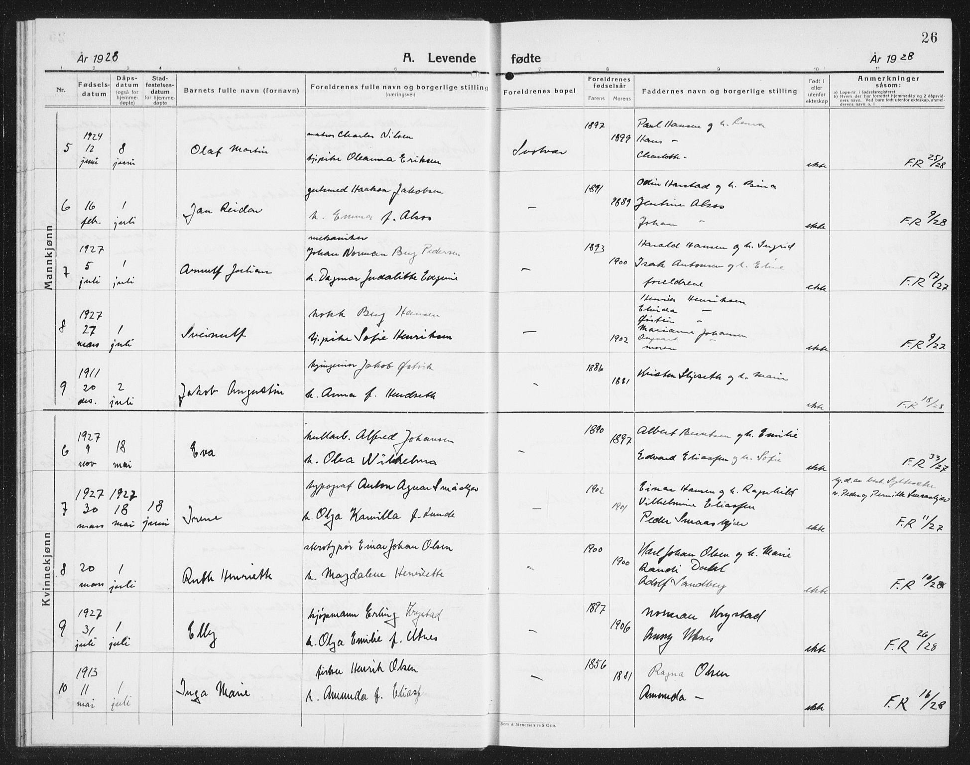 Ministerialprotokoller, klokkerbøker og fødselsregistre - Nordland, AV/SAT-A-1459/877/L1117: Parish register (copy) no. 877C01, 1923-1942, p. 26