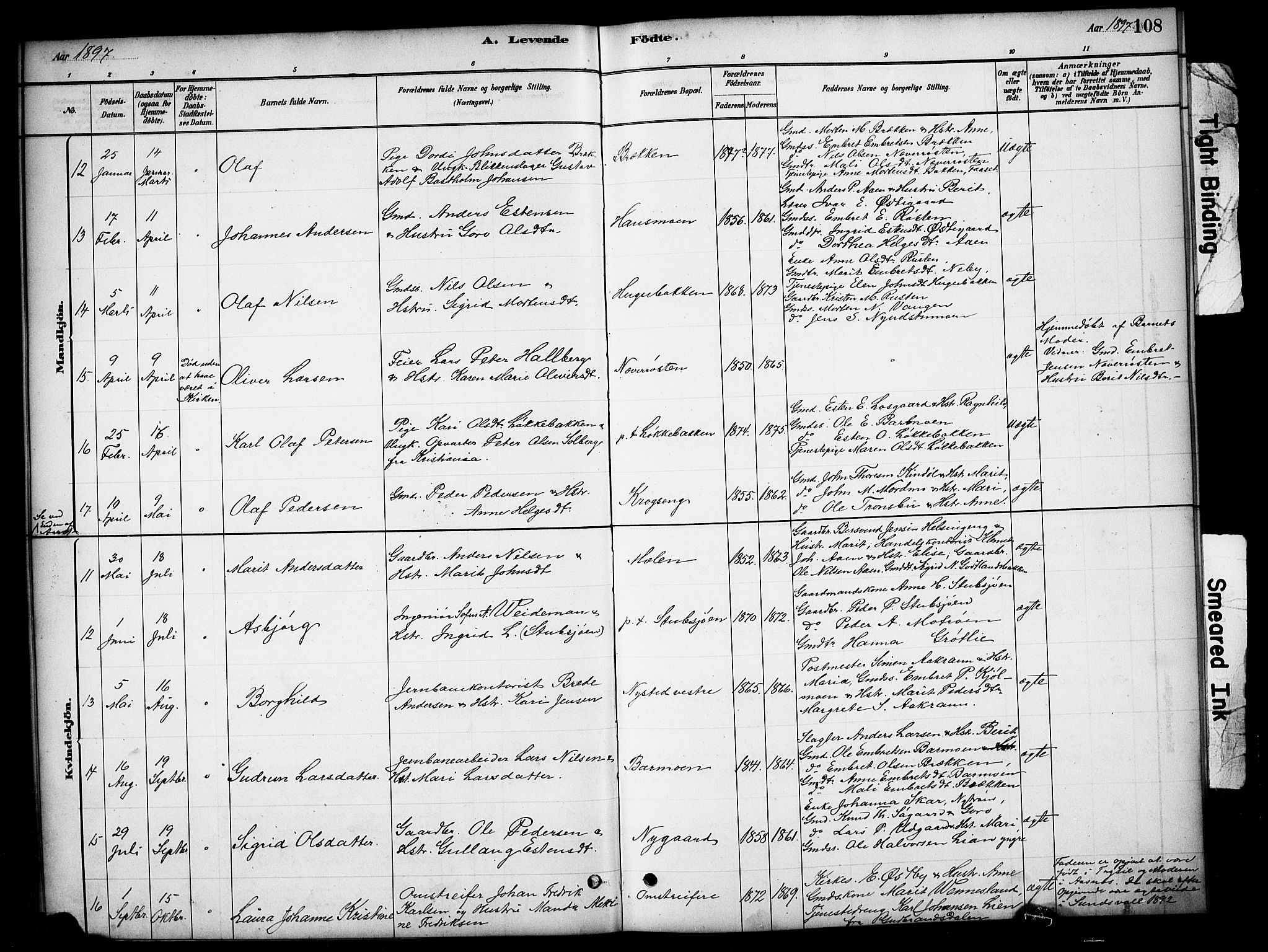 Tynset prestekontor, AV/SAH-PREST-058/H/Ha/Hab/L0006: Parish register (copy) no. 6, 1880-1899, p. 108