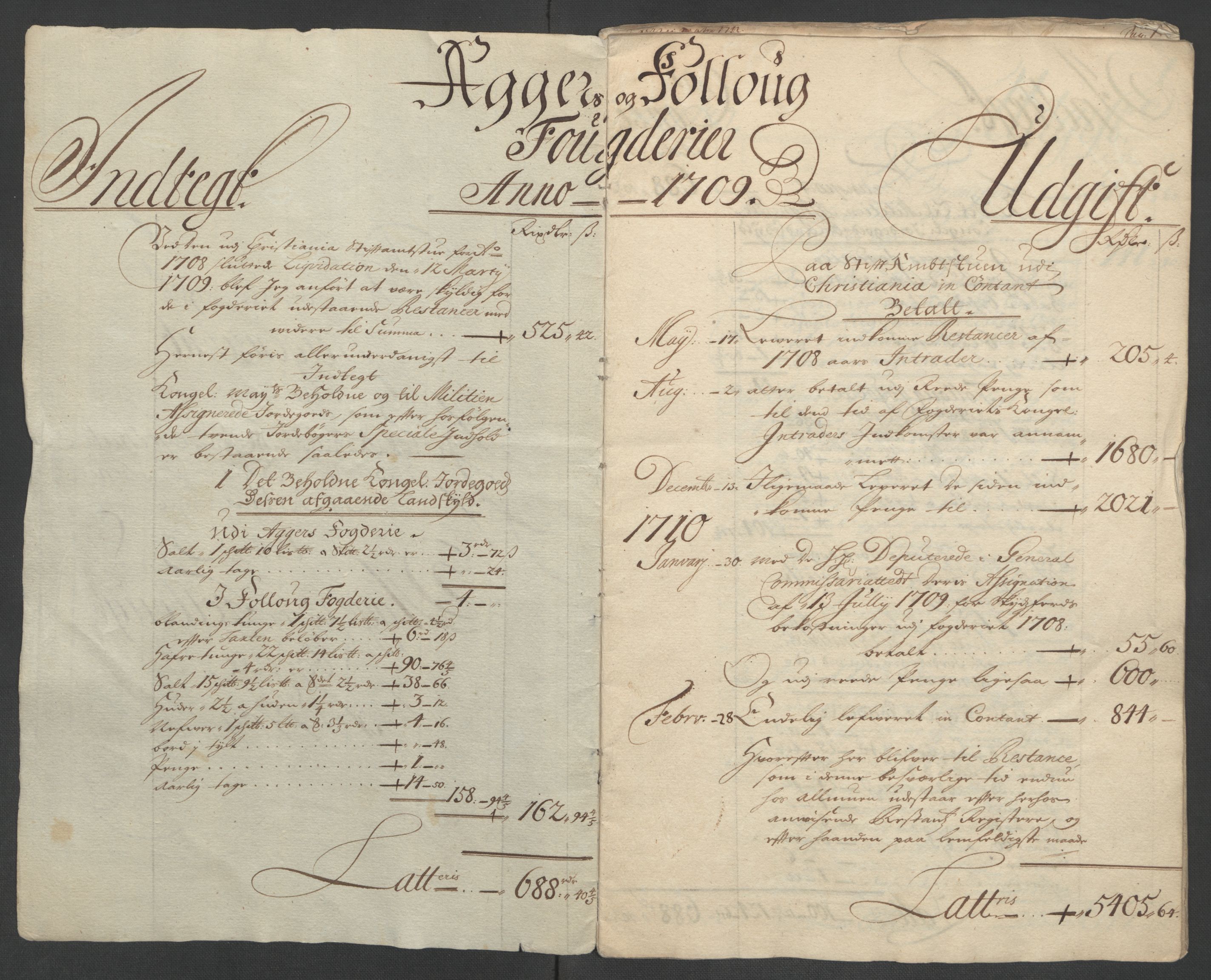 Rentekammeret inntil 1814, Reviderte regnskaper, Fogderegnskap, AV/RA-EA-4092/R10/L0447: Fogderegnskap Aker og Follo, 1707-1709, p. 409