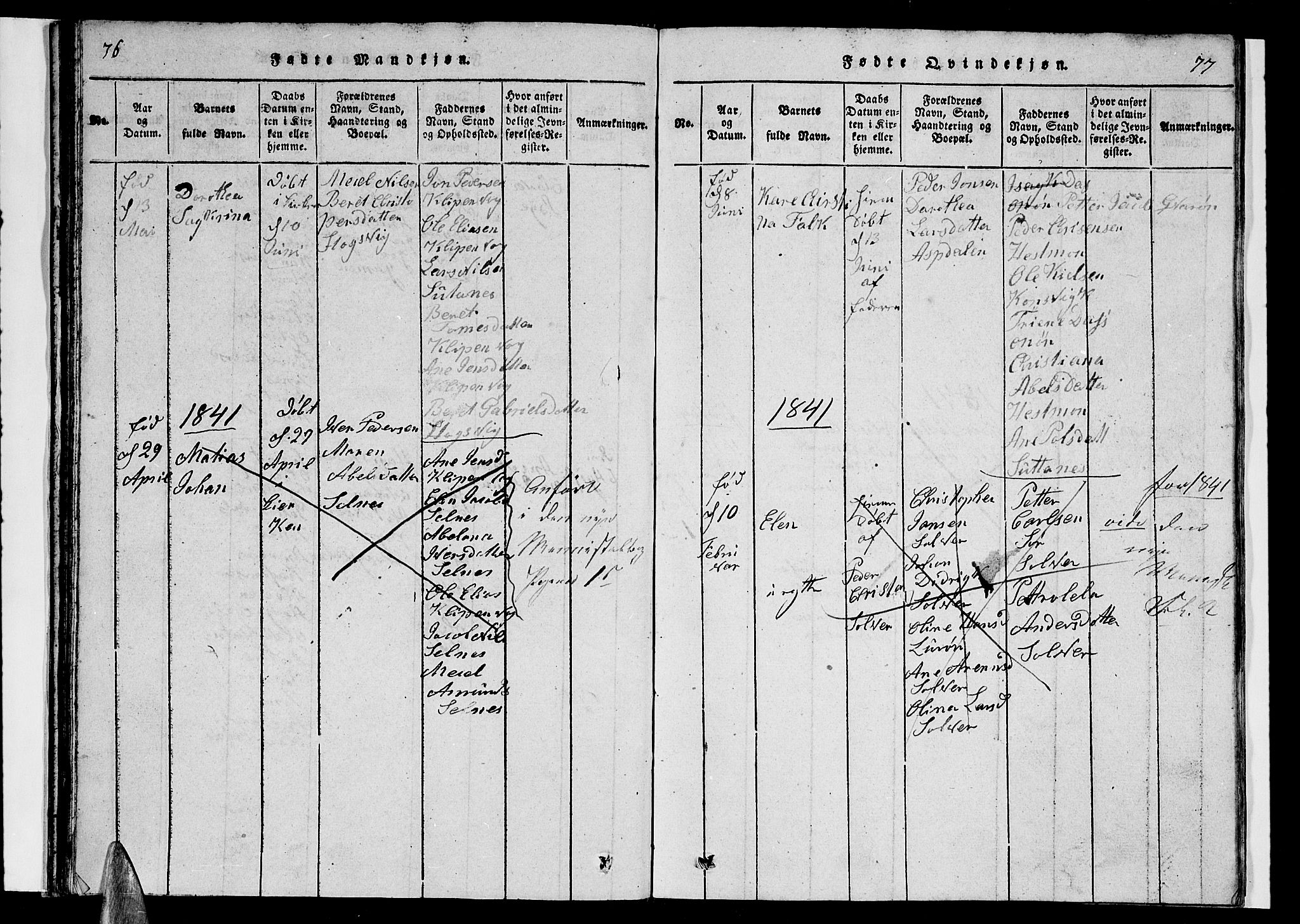 Ministerialprotokoller, klokkerbøker og fødselsregistre - Nordland, AV/SAT-A-1459/839/L0571: Parish register (copy) no. 839C01, 1820-1840, p. 76-77