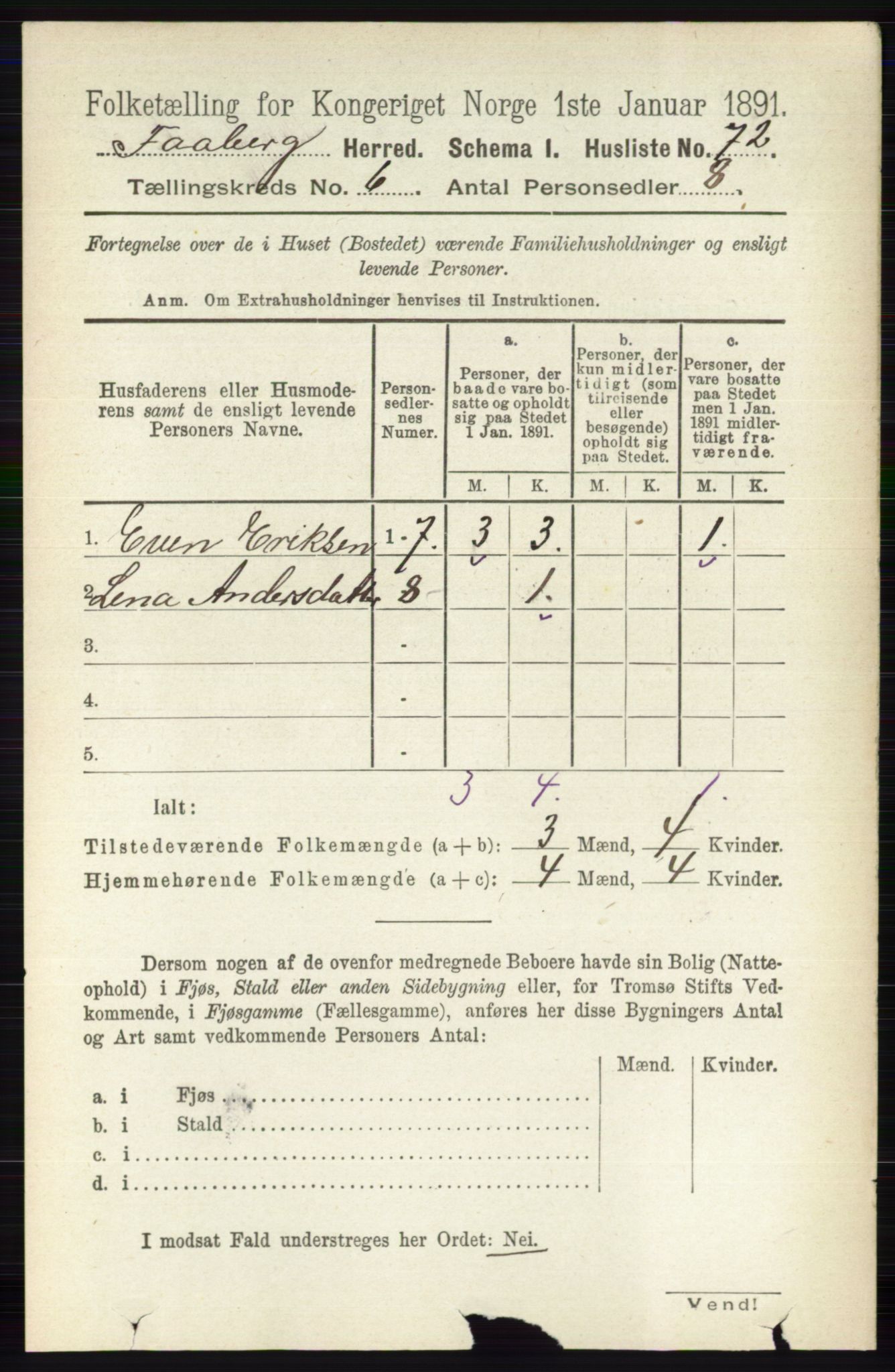 RA, 1891 census for 0524 Fåberg, 1891, p. 2214