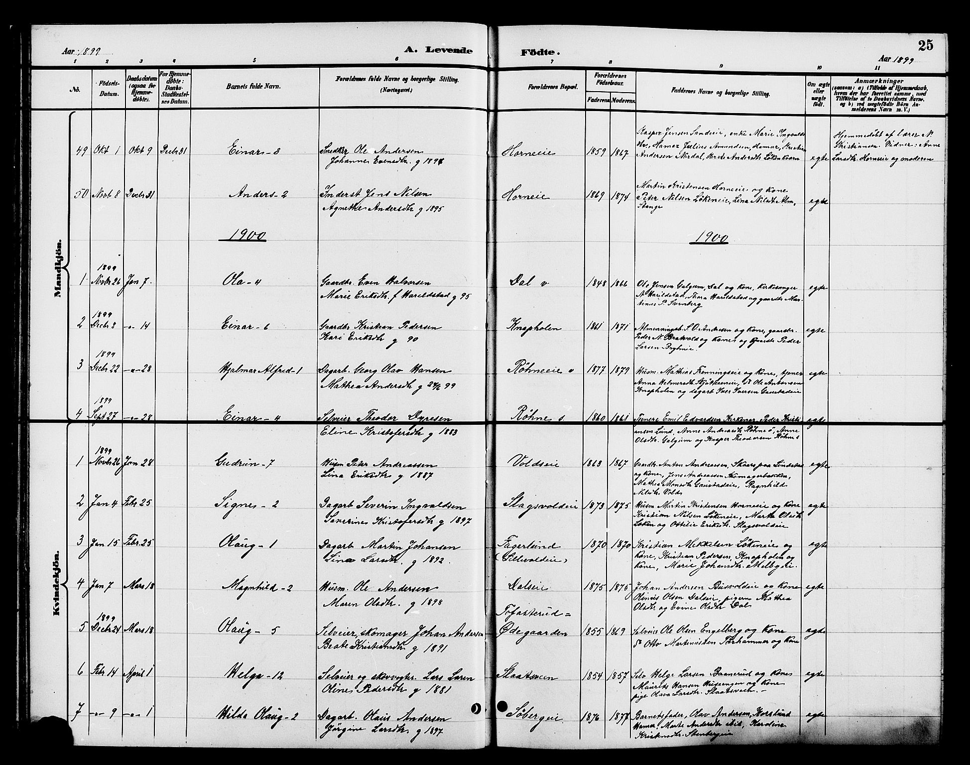 Romedal prestekontor, SAH/PREST-004/L/L0012: Parish register (copy) no. 12, 1896-1914, p. 25