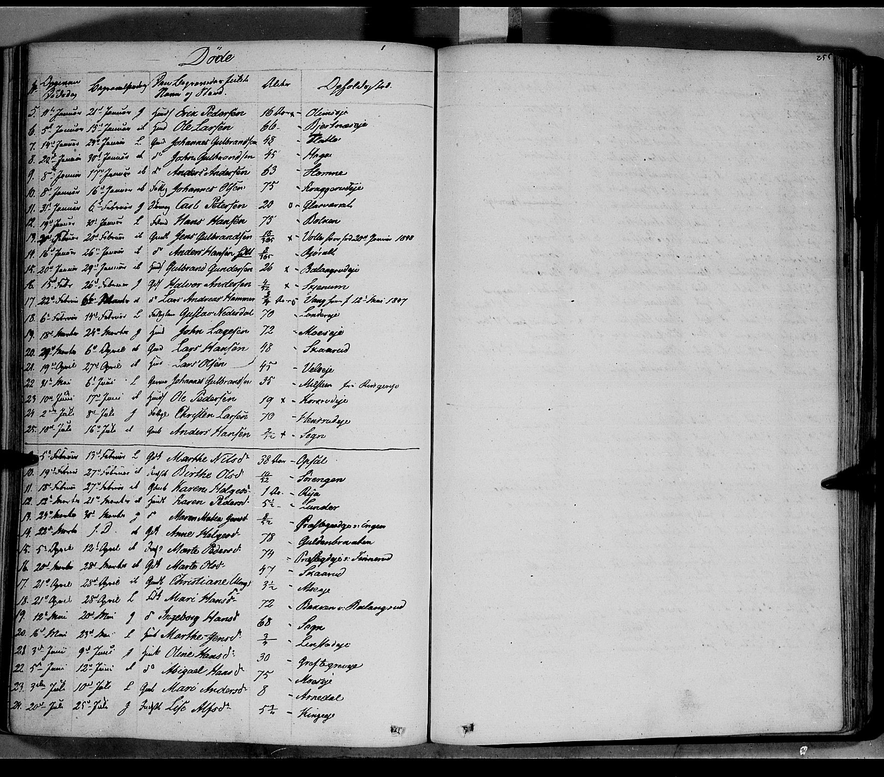 Jevnaker prestekontor, SAH/PREST-116/H/Ha/Haa/L0006: Parish register (official) no. 6, 1837-1857, p. 255