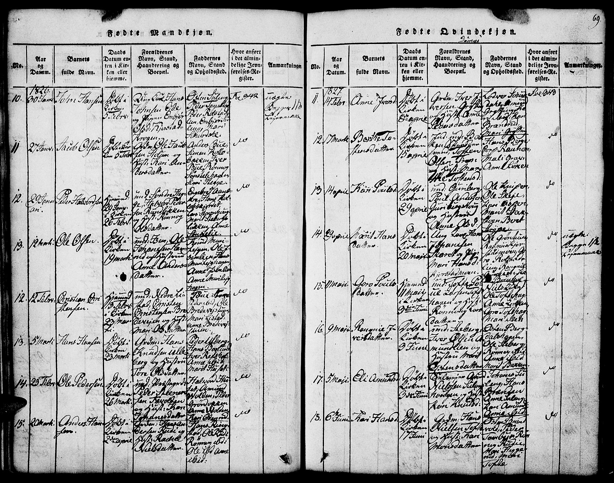 Fron prestekontor, AV/SAH-PREST-078/H/Ha/Hab/L0001: Parish register (copy) no. 1, 1816-1843, p. 69