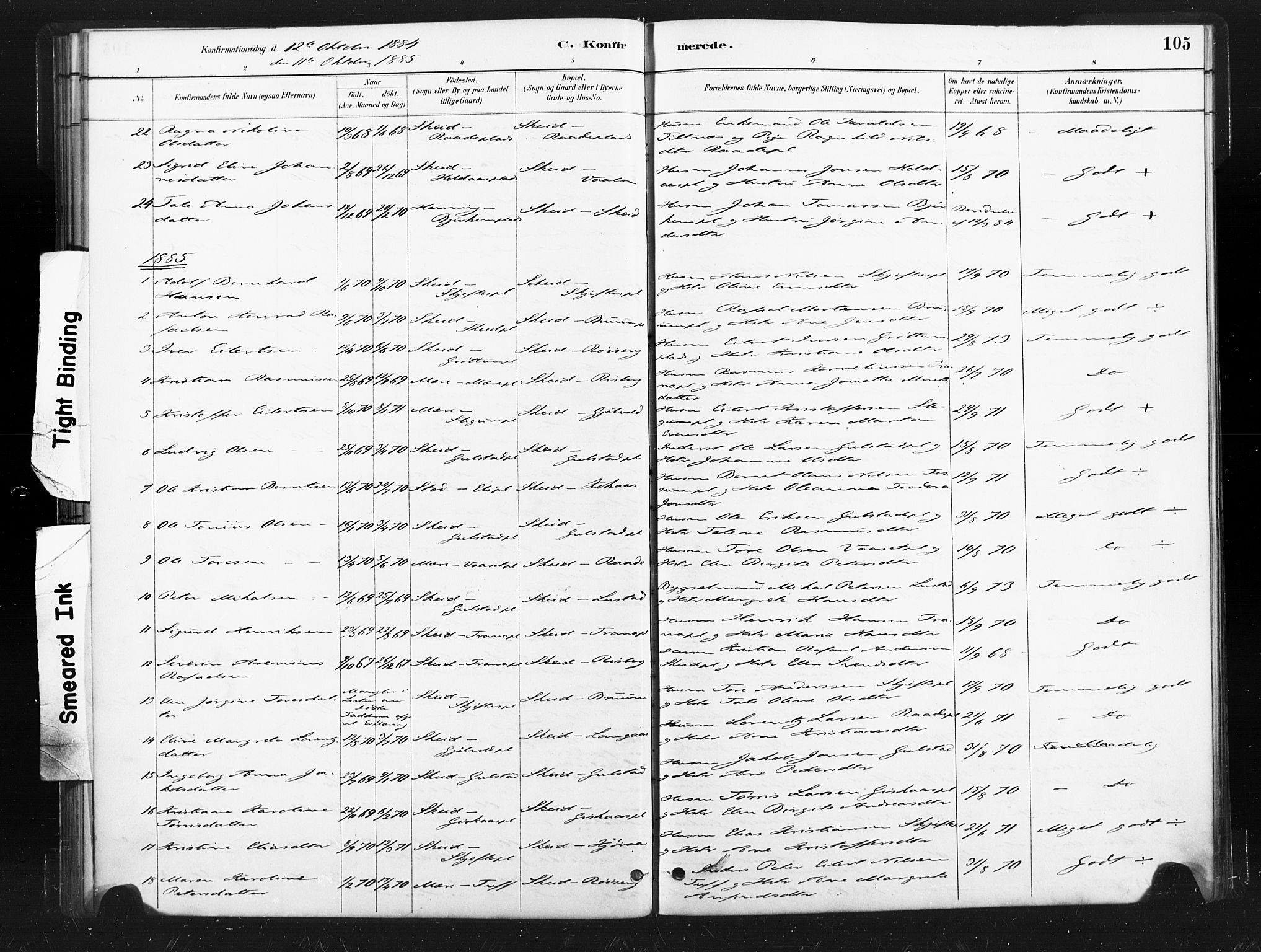 Ministerialprotokoller, klokkerbøker og fødselsregistre - Nord-Trøndelag, SAT/A-1458/736/L0361: Parish register (official) no. 736A01, 1884-1906, p. 105