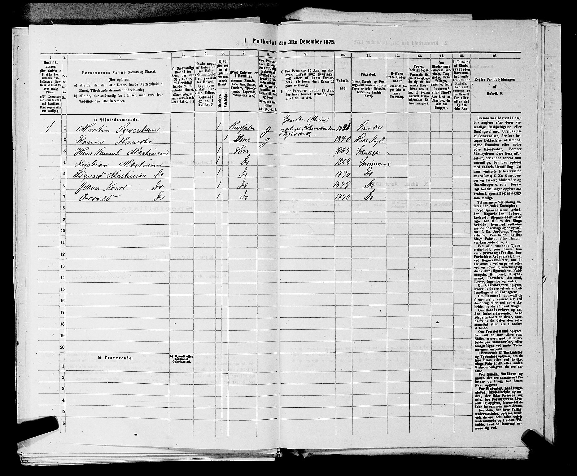 SAKO, 1875 census for 0711L Strømm/Strømm, 1875, p. 161