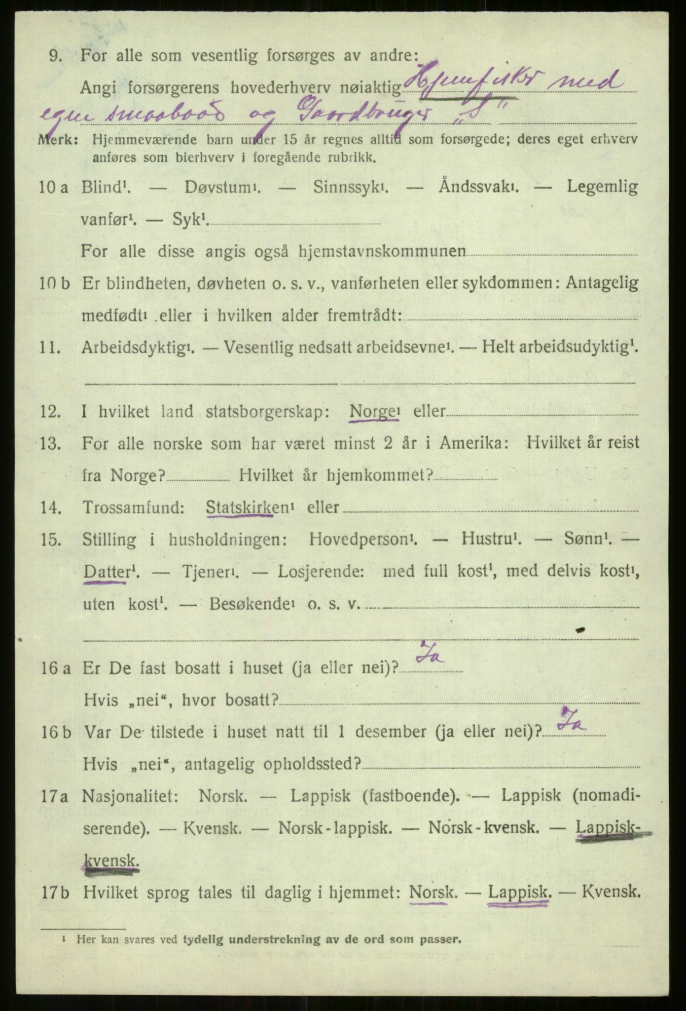 SATØ, 1920 census for Lyngen, 1920, p. 7348