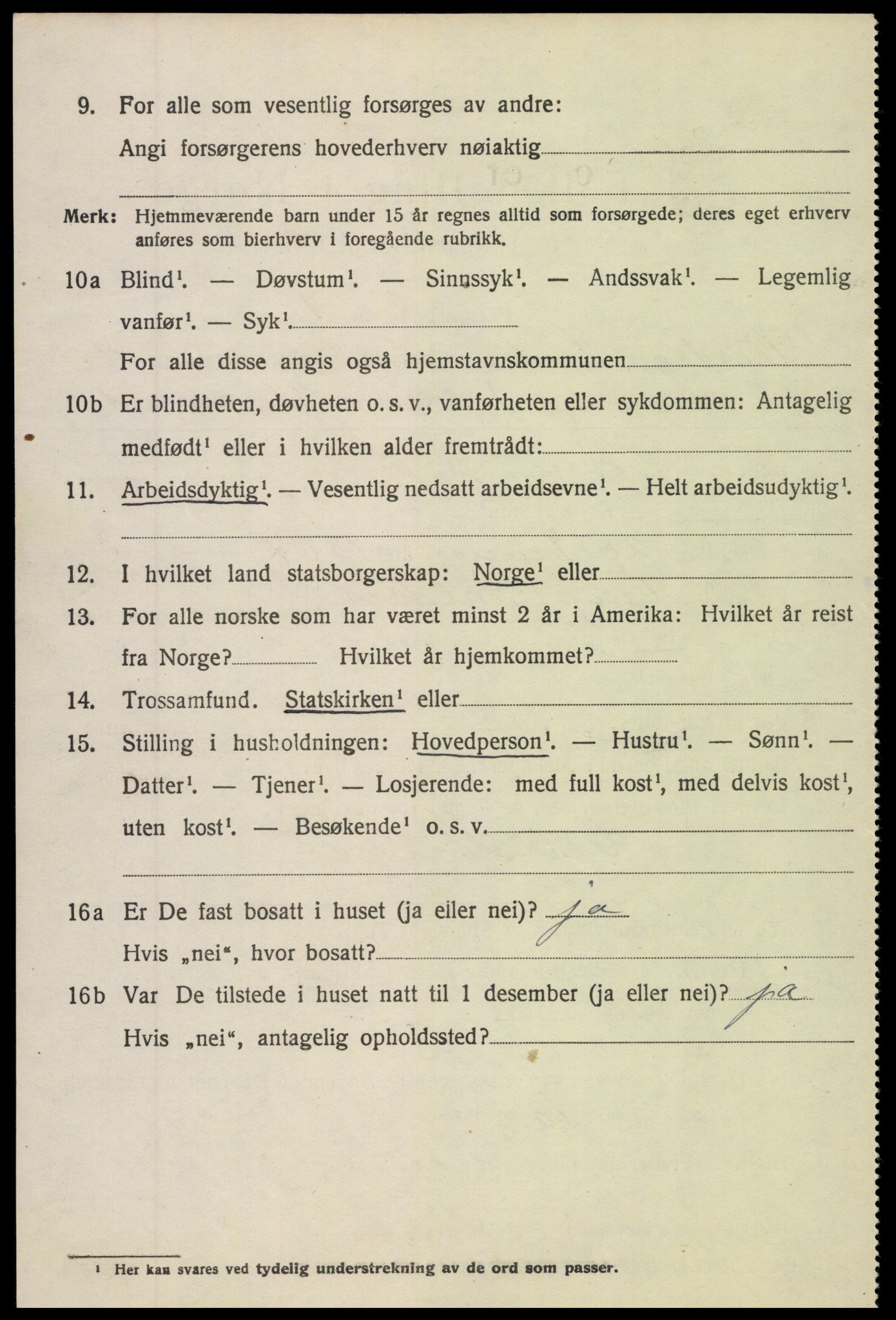 SAH, 1920 census for Vestre Slidre, 1920, p. 2021