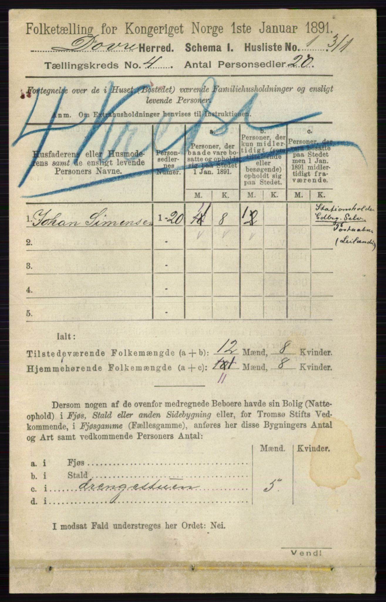 RA, 1891 census for 0511 Dovre, 1891, p. 1814