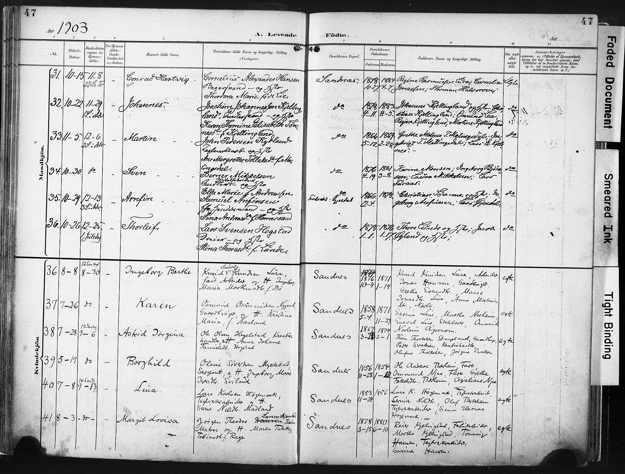 Høyland sokneprestkontor, AV/SAST-A-101799/001/30BA/L0016: Parish register (official) no. A 16, 1899-1911, p. 47