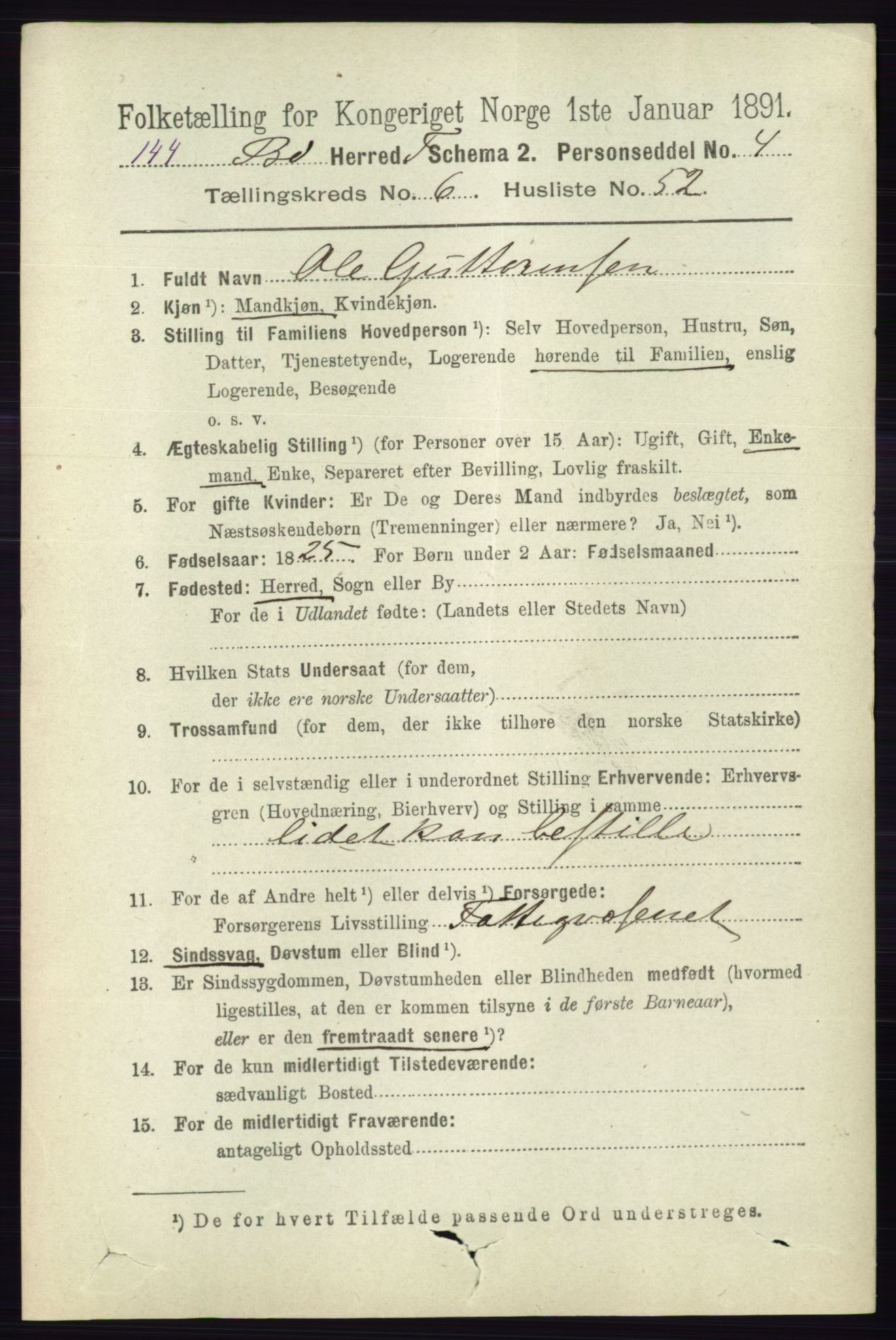 RA, 1891 census for 0821 Bø, 1891, p. 2139