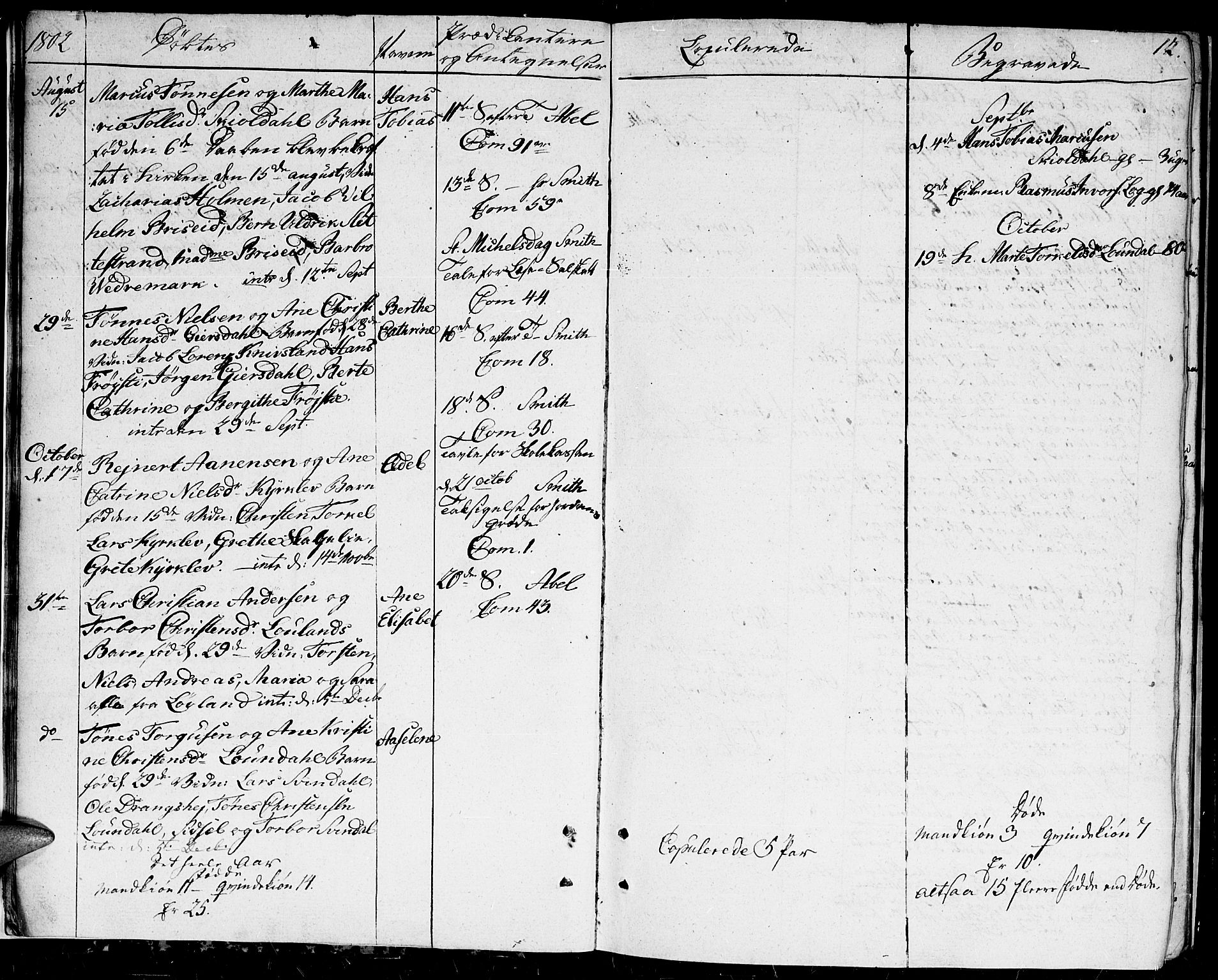 Herad sokneprestkontor, AV/SAK-1111-0018/F/Fa/Faa/L0002: Parish register (official) no. A 2, 1800-1815, p. 12