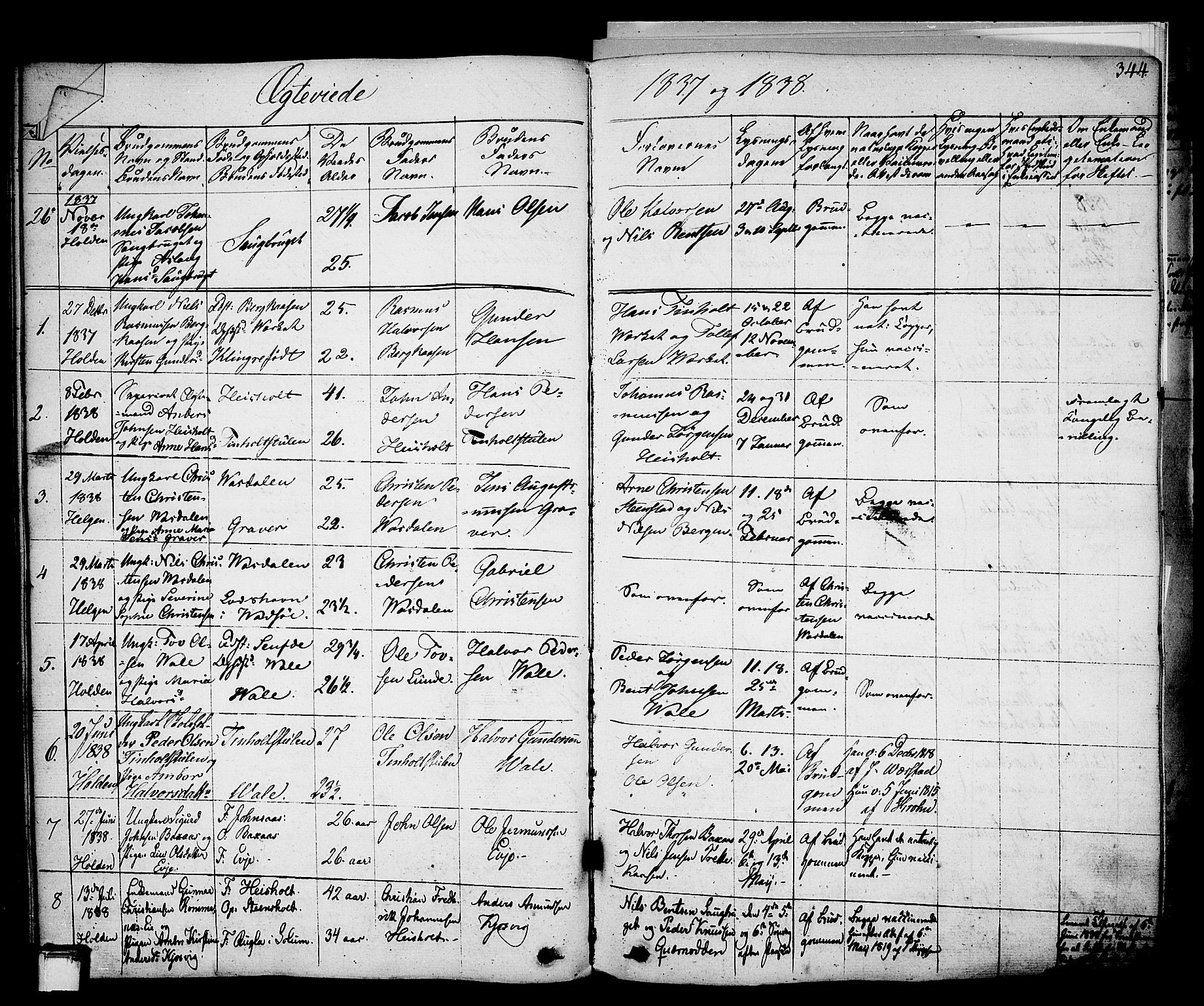 Holla kirkebøker, AV/SAKO-A-272/F/Fa/L0004: Parish register (official) no. 4, 1830-1848, p. 344