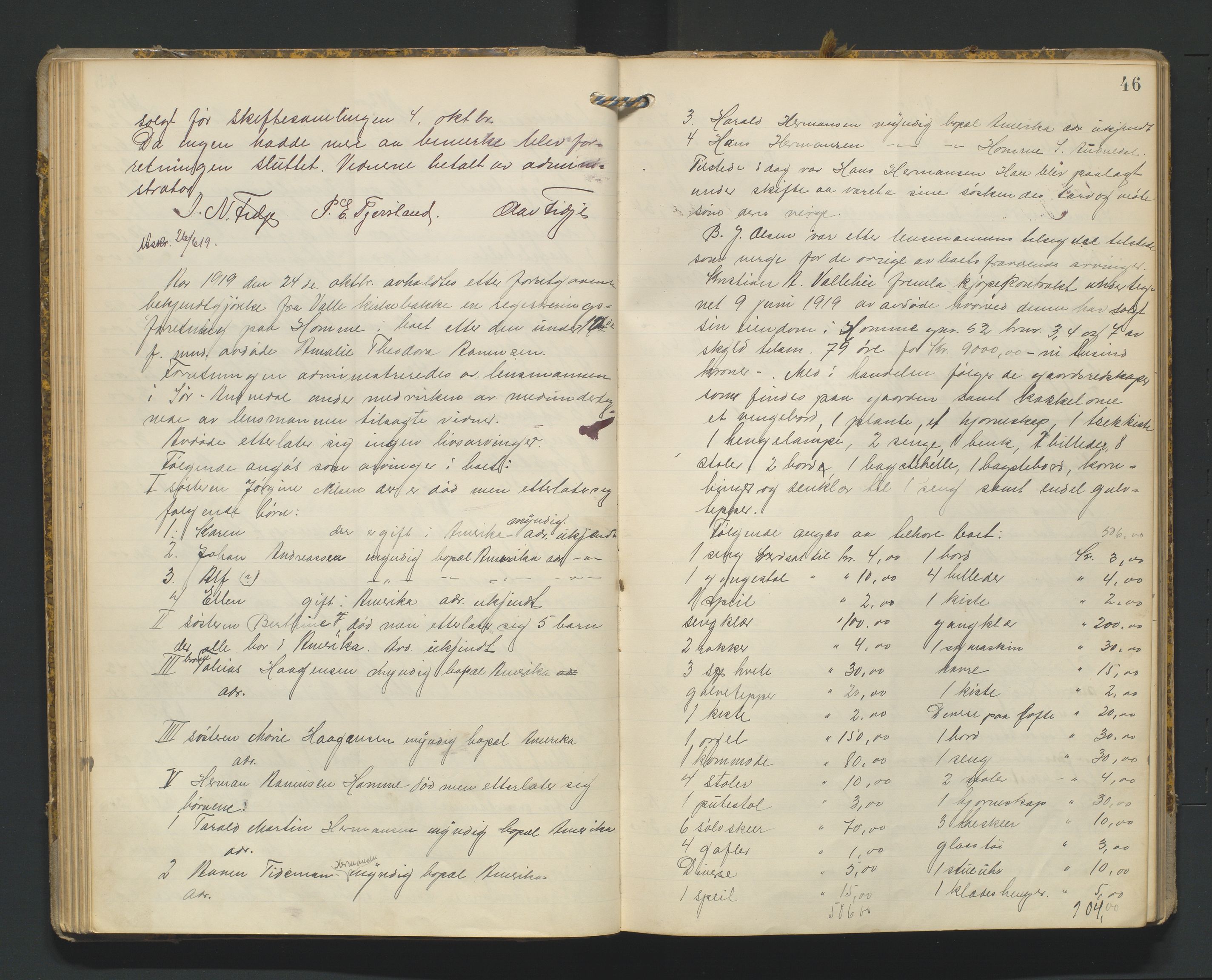 Mandal sorenskriveri, AV/SAK-1221-0005/001/H/Hc/L0065: Skifteregistreringsprotokoll nr 21 Sør-Audnedal, 1915-1931, p. 46