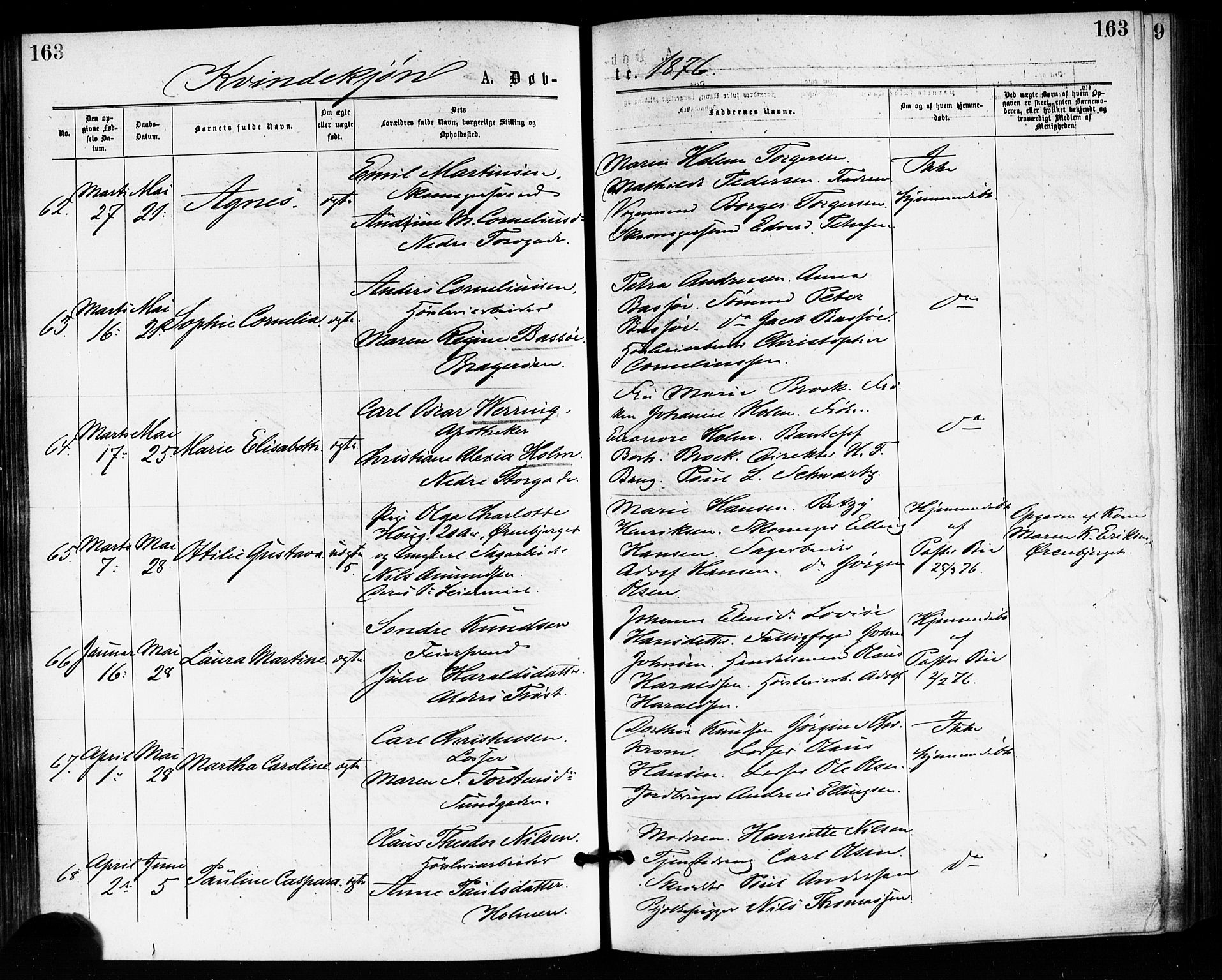 Bragernes kirkebøker, AV/SAKO-A-6/F/Fb/L0005: Parish register (official) no. II 5, 1875-1877, p. 163