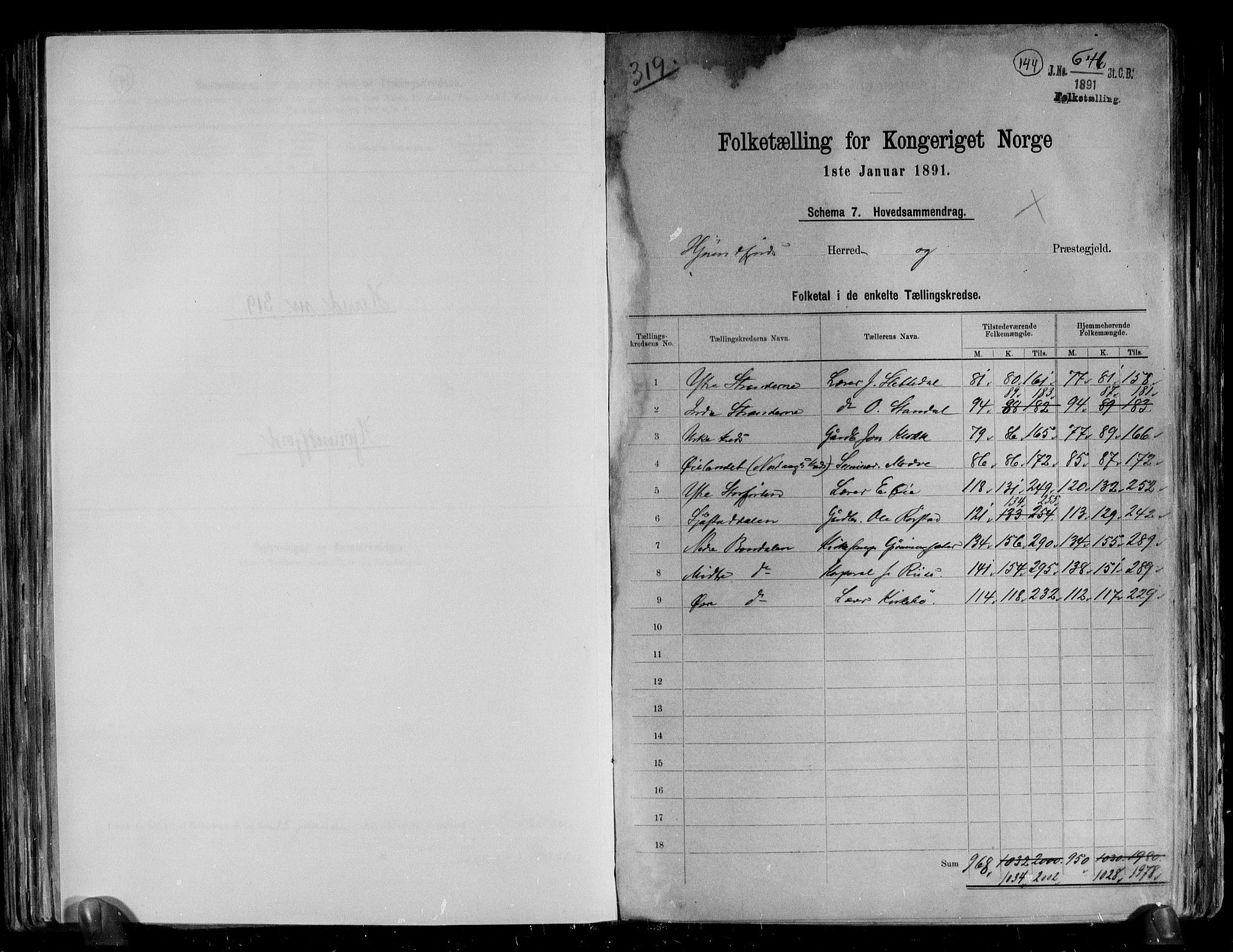 RA, 1891 census for 1522 Hjørundfjord, 1891, p. 2